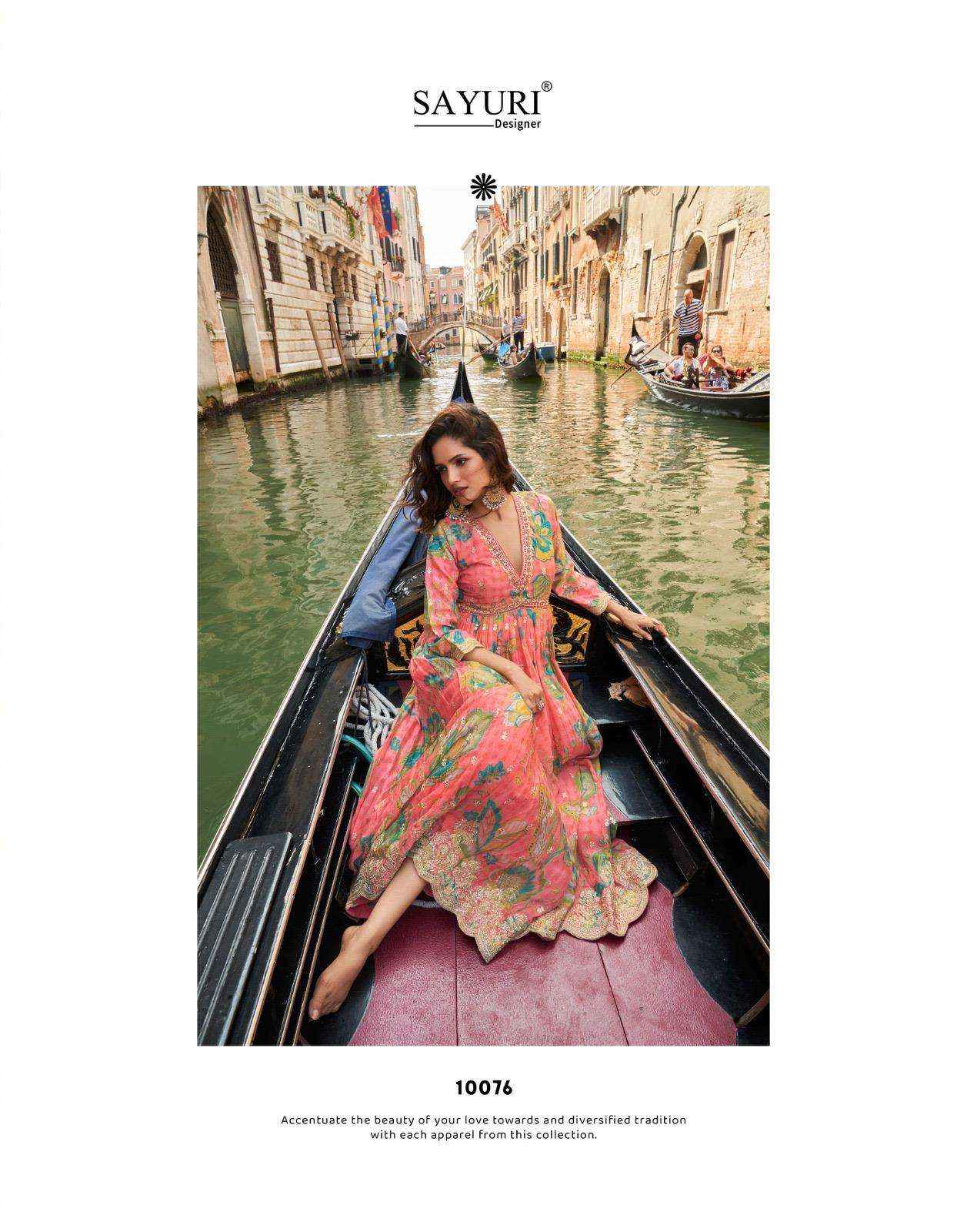 Sayuri Geet 10074 10076 Partywear Gown Dupatta Set Latest Collection Wholesale Rate ( 3 Pcs Catalog )