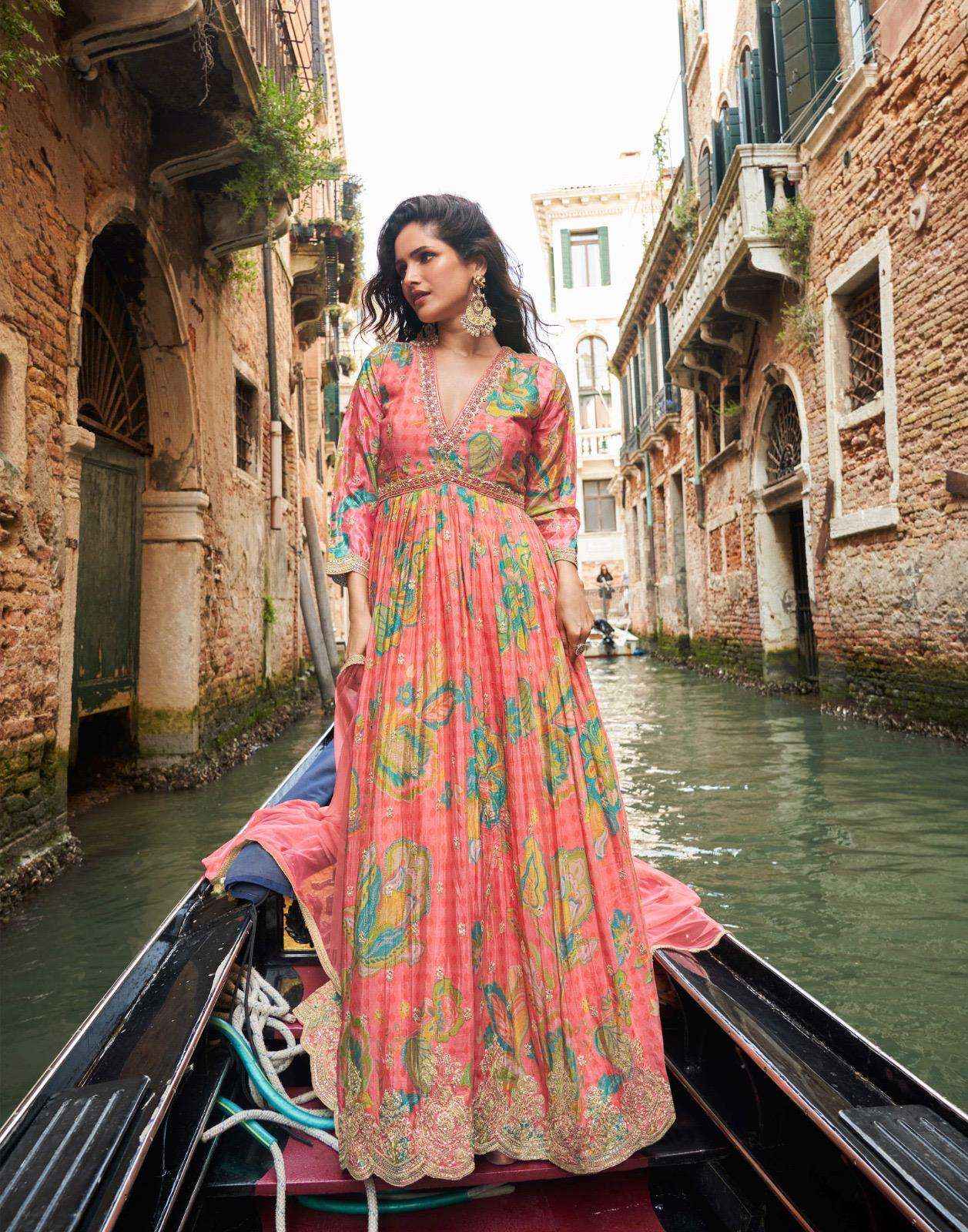 Sayuri Geet 10074 10076 Partywear Gown Dupatta Set Latest Collection Wholesale Rate ( 3 Pcs Catalog )