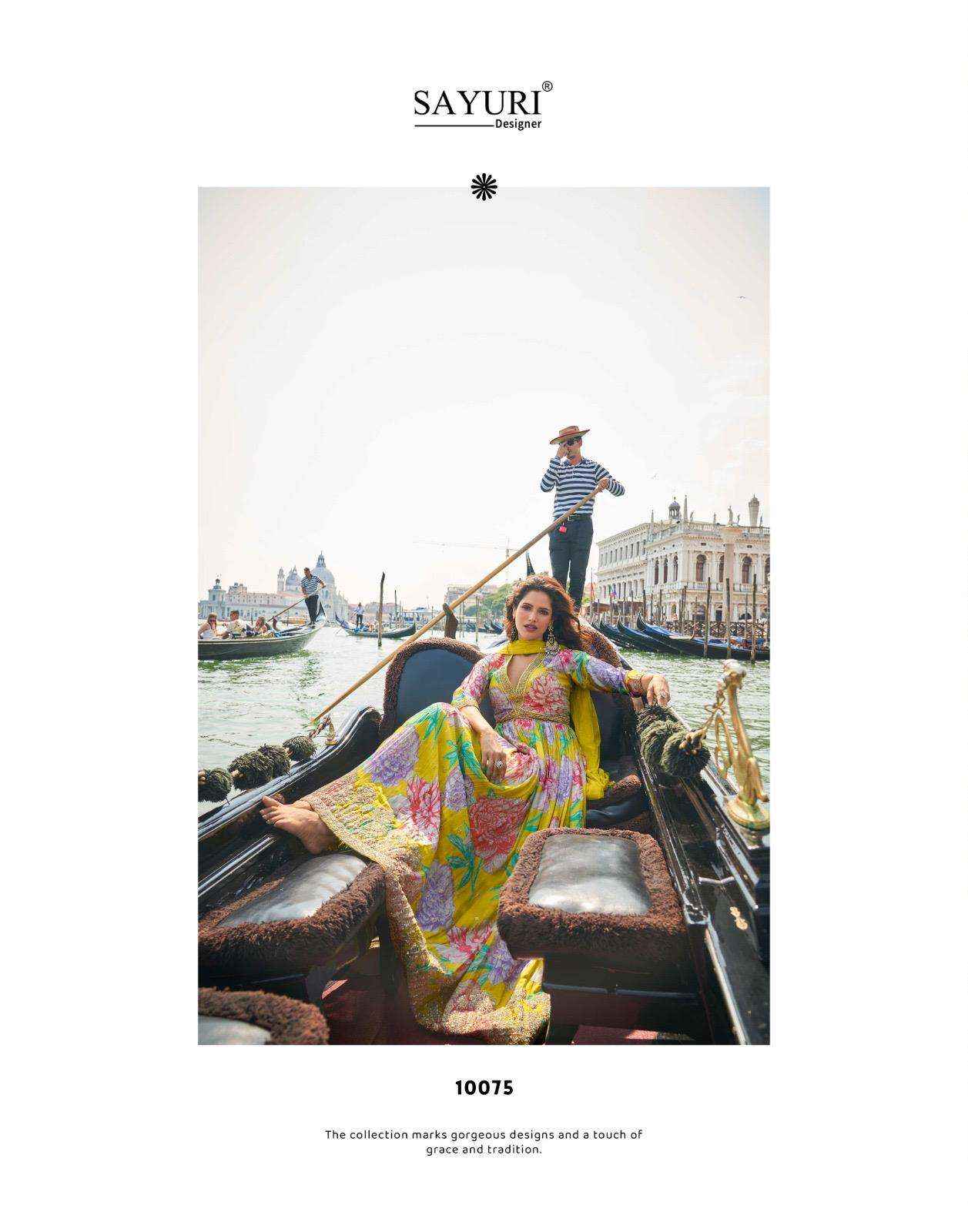 Sayuri Geet 10074 10076 Partywear Gown Dupatta Set Latest Collection Wholesale Rate ( 3 Pcs Catalog )