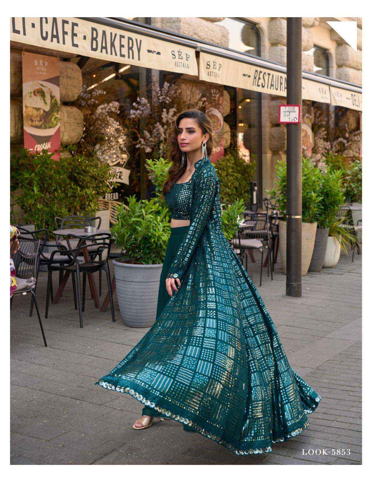 Sayuri Rubal 5850 To 5853 Designer Partywear Collection Wholesale Rate ( 4 pcs Catalog )