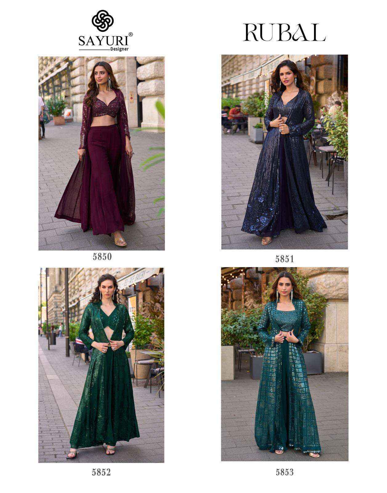 Sayuri Rubal 5850 To 5853 Designer Partywear Collection Wholesale Rate ( 4 pcs Catalog )