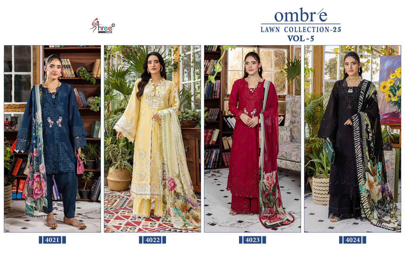 SHREE FABS OMBRE LAWN COLLECTION 2025 VOL 5 PAKISTANI SUIT WHOLESALE PRICE ( 4 PCS CATALOGUE )