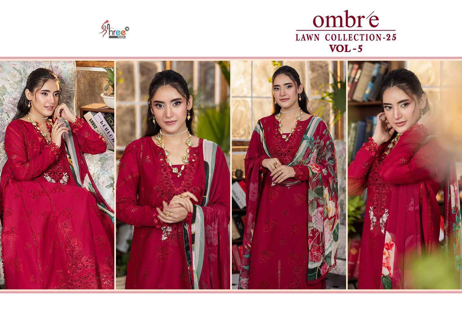 SHREE FABS OMBRE LAWN COLLECTION 2025 VOL 5 PAKISTANI SUIT WHOLESALE PRICE ( 4 PCS CATALOGUE )
