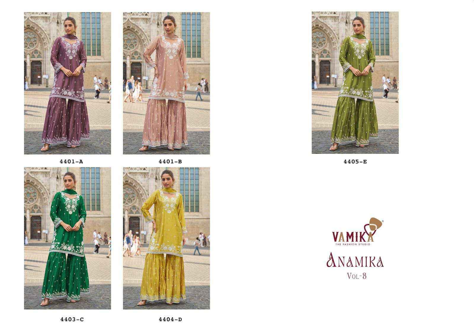 Vamika Anamika Vol 3 Latest Style Sharara Dress Wholesale Rate ( 5 Pcs Catalog )