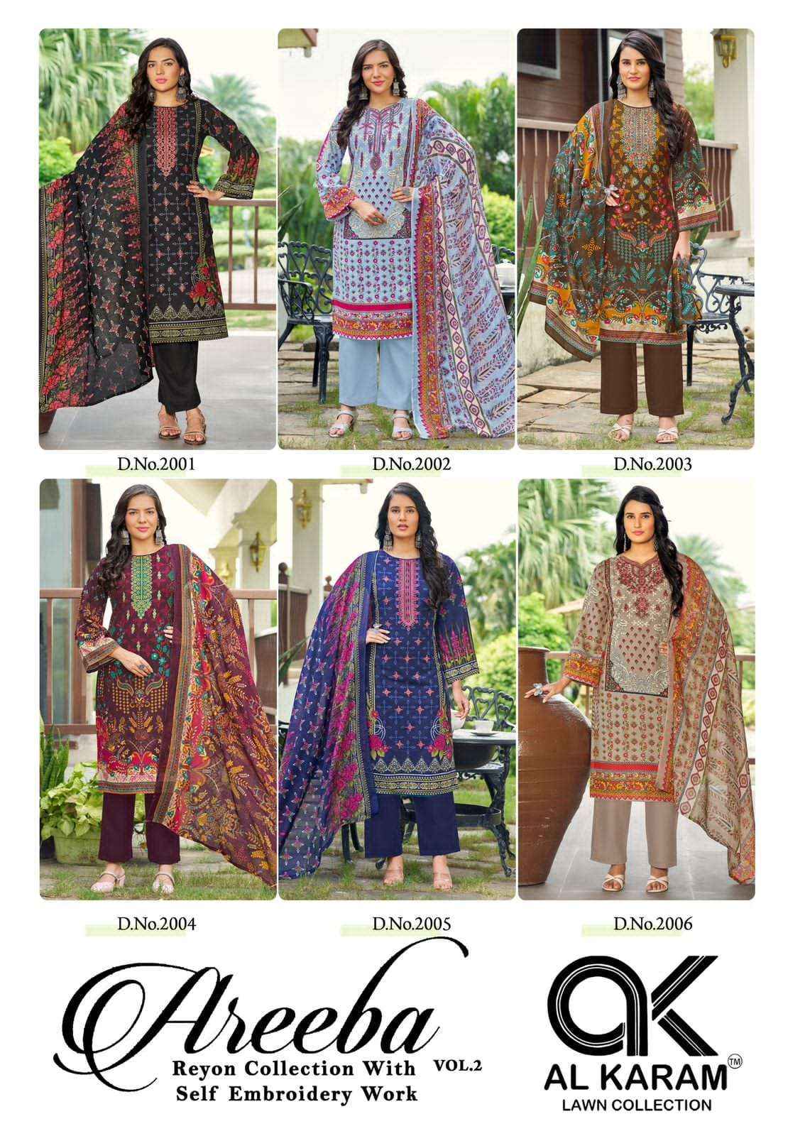 Al Karam Areeba Vol 2 Designer Printed Rayon Cotton Suit Collection ( 6 Pcs Catalog )