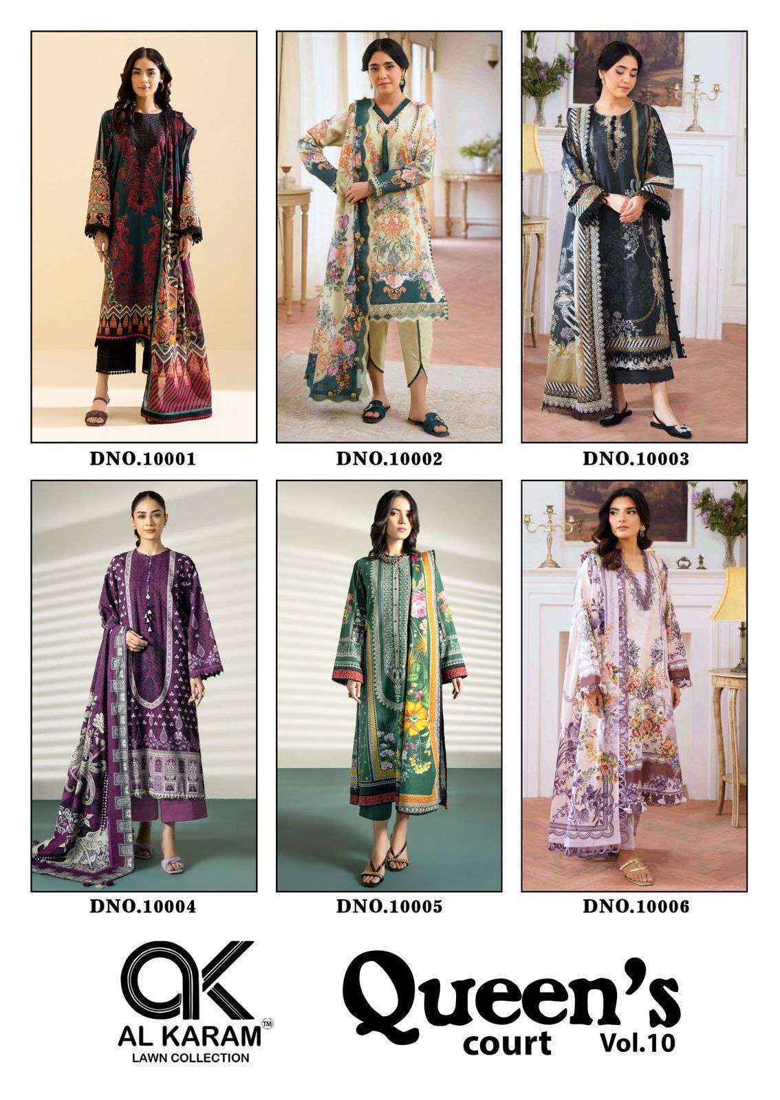 Al Karam Queens Court Vol 10 Cotton Salwar Kameez Wholesale Rate ( 6 Pcs Catalog )