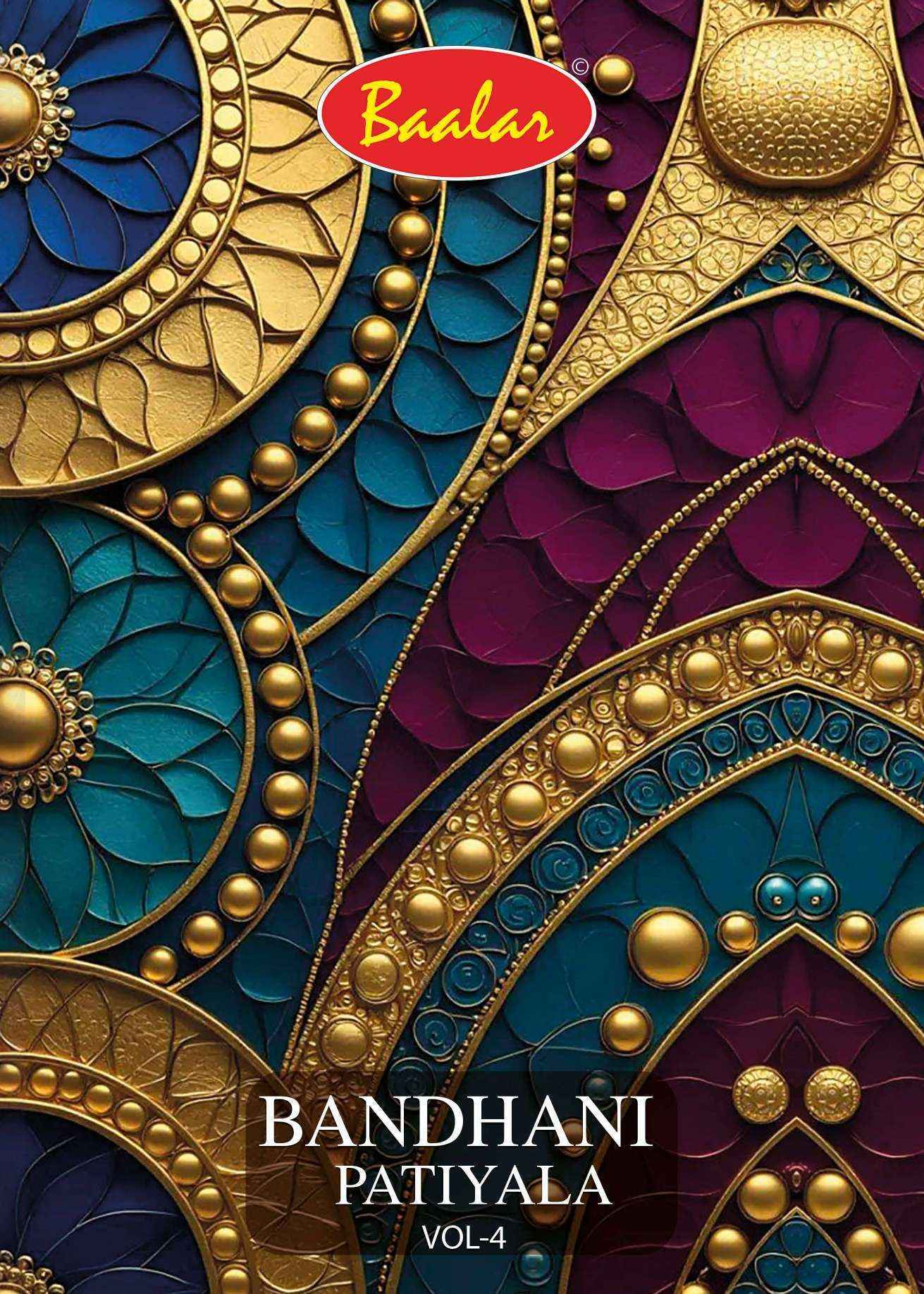 Baalar Bandhani Patiyala Vol 4 Cotton Dress Material Wholesale Price (12 pcs Catalogue )