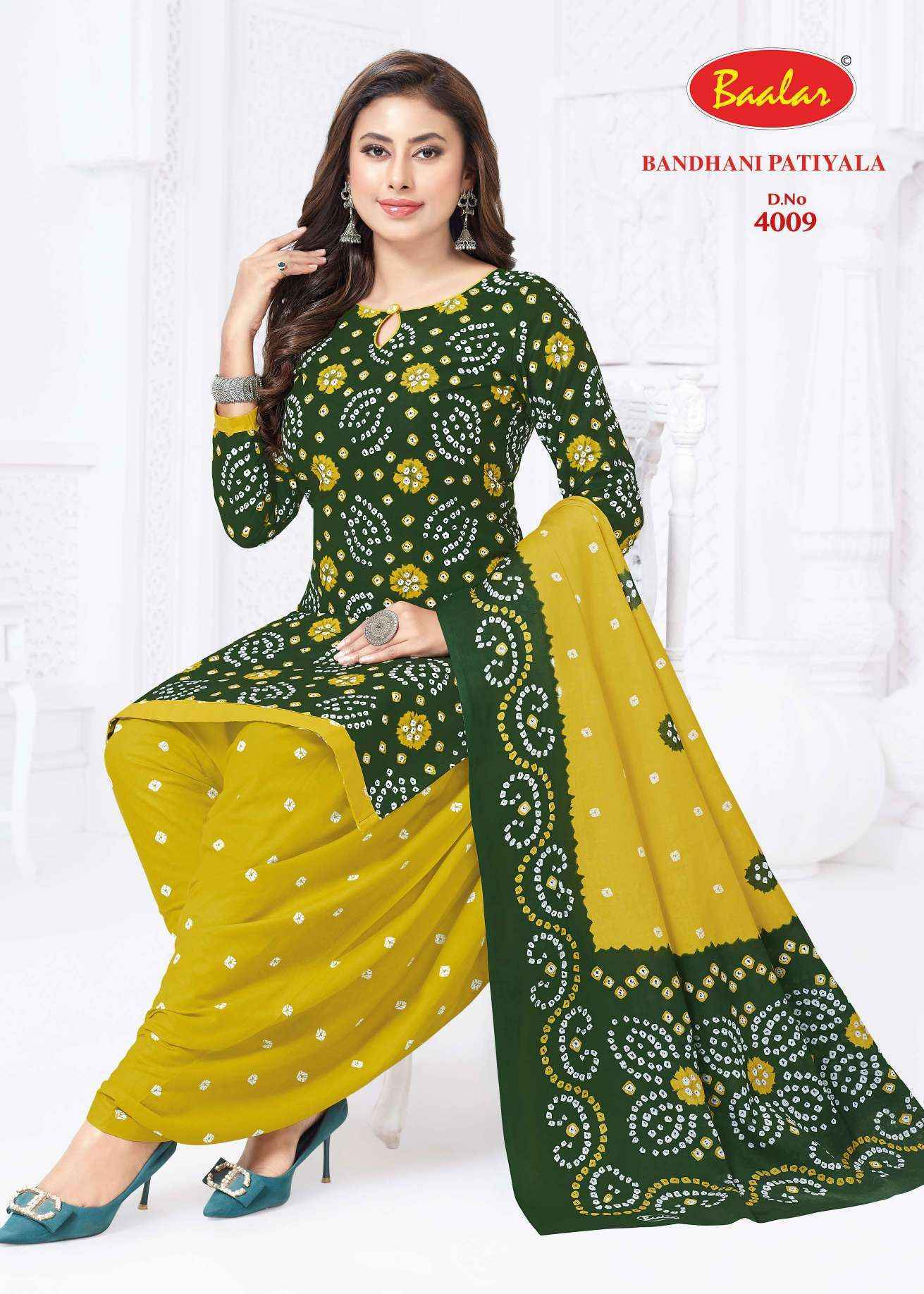 Baalar Bandhani Patiyala Vol 4 Cotton Dress Material Wholesale Price (12 pcs Catalogue )