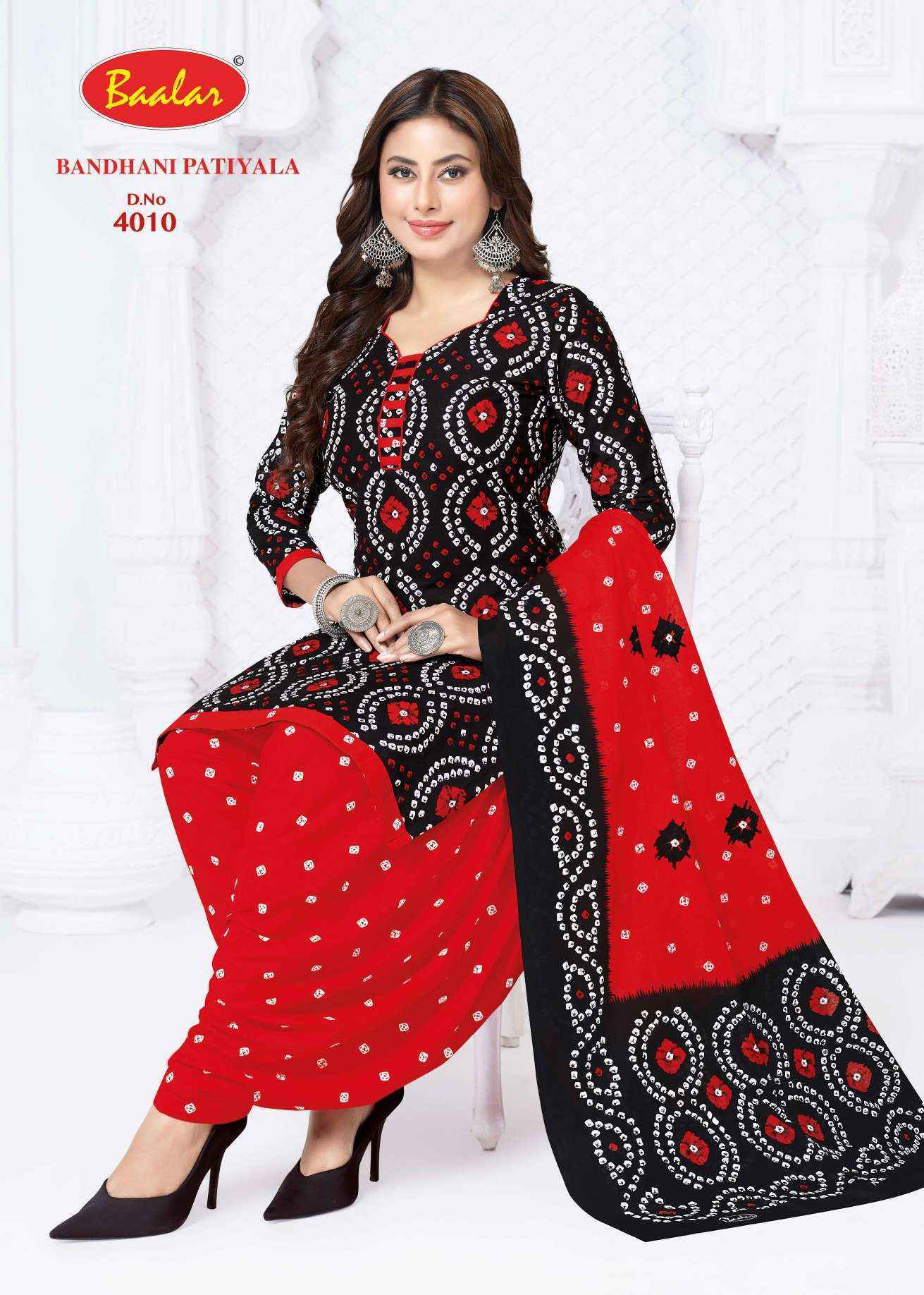 Baalar Bandhani Patiyala Vol 4 Cotton Dress Material Wholesale Price (12 pcs Catalogue )