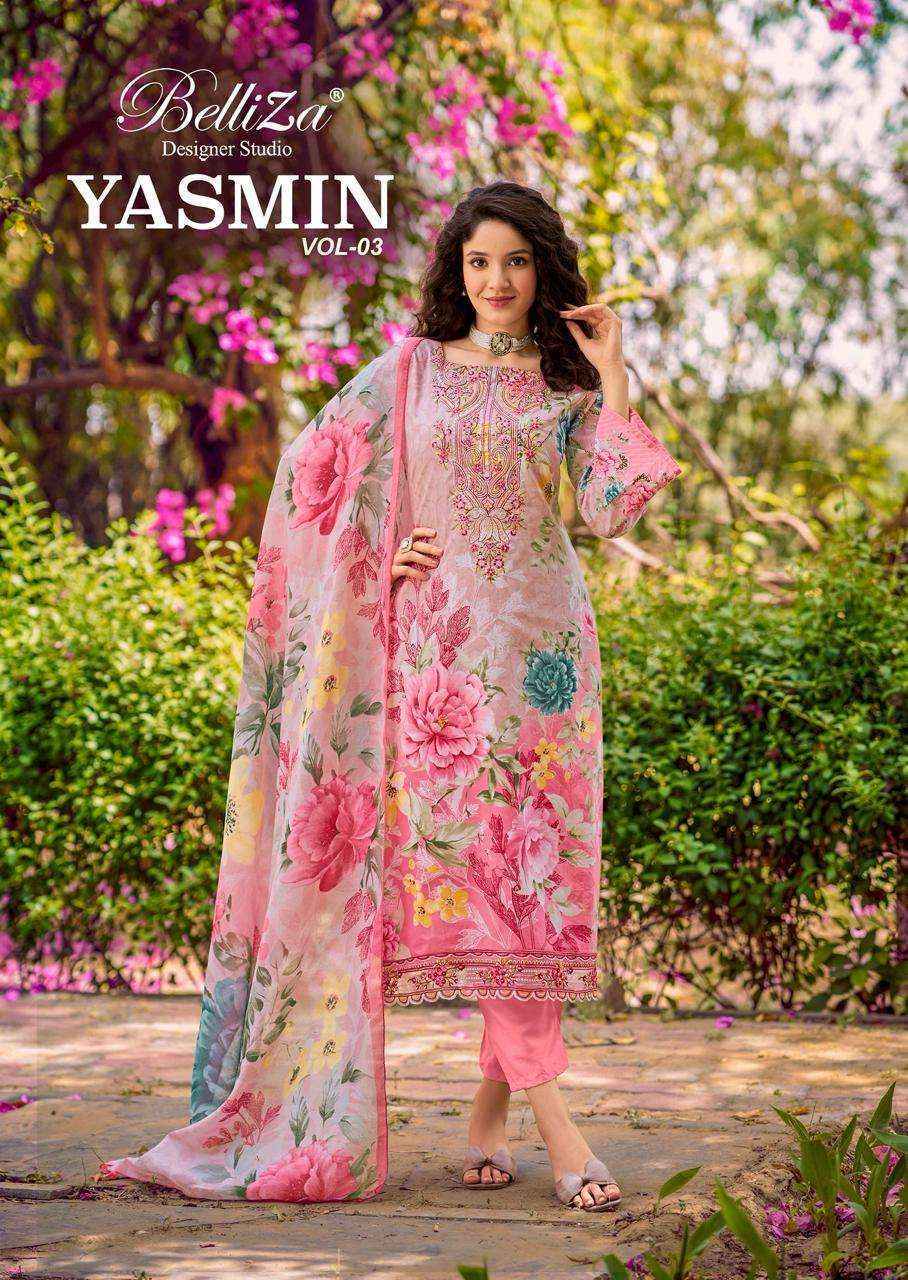 Belliza Designer Yasmin Vol-3 Cotton Dress Material Wholesale Price ( 8 pcs Cataloge )