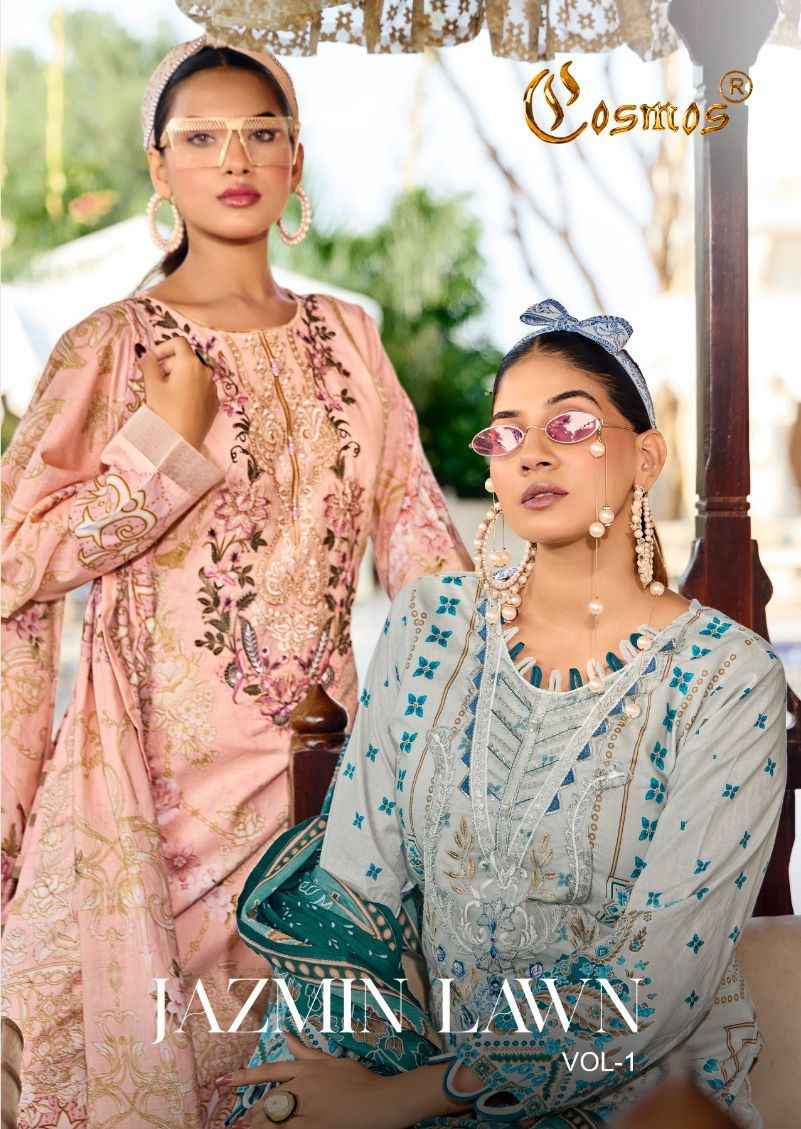 COSMOS FASHION JAZMIN LAWN VOL-1 LAWN COTTON SUITS WHOLESALE ( 6 PCS CATALOGUE )