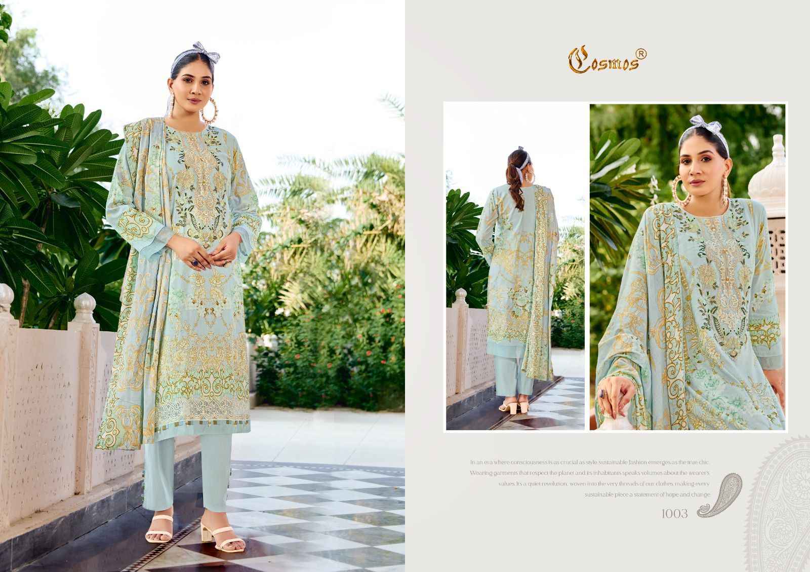 COSMOS FASHION JAZMIN LAWN VOL-1 LAWN COTTON SUITS WHOLESALE ( 6 PCS CATALOGUE )