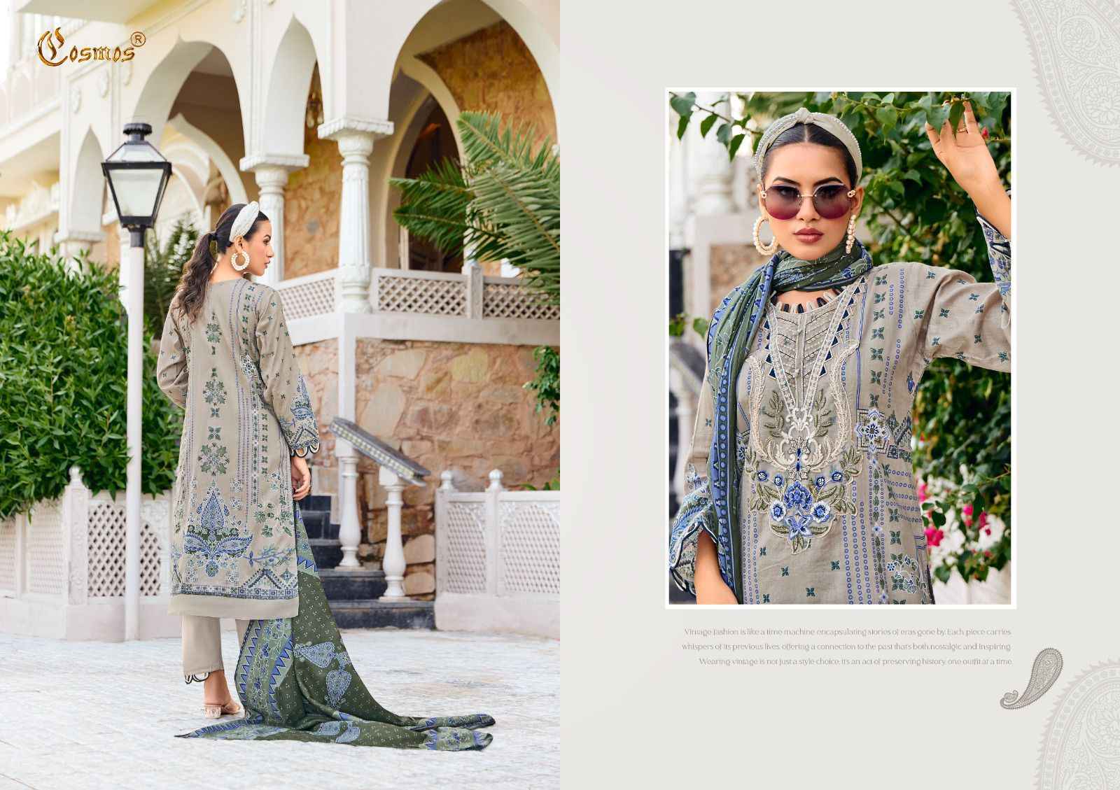 COSMOS FASHION JAZMIN LAWN VOL-1 LAWN COTTON SUITS WHOLESALE ( 6 PCS CATALOGUE )