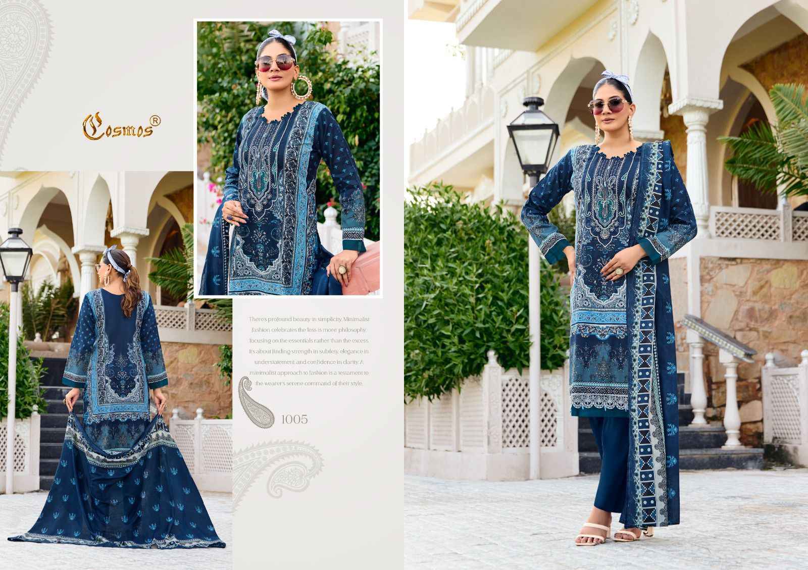 COSMOS FASHION JAZMIN LAWN VOL-1 LAWN COTTON SUITS WHOLESALE ( 6 PCS CATALOGUE )