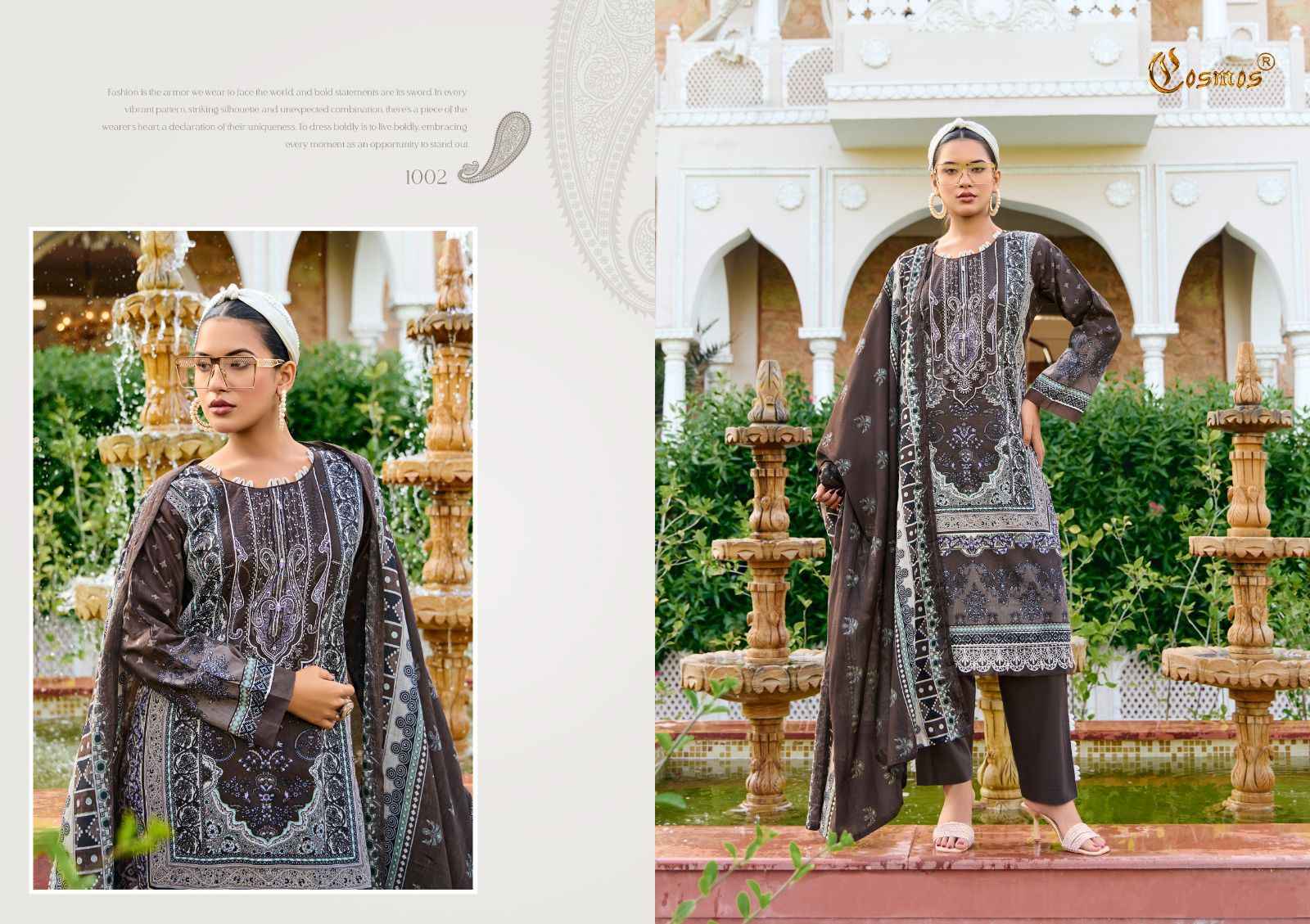 COSMOS FASHION JAZMIN LAWN VOL-1 LAWN COTTON SUITS WHOLESALE ( 6 PCS CATALOGUE )