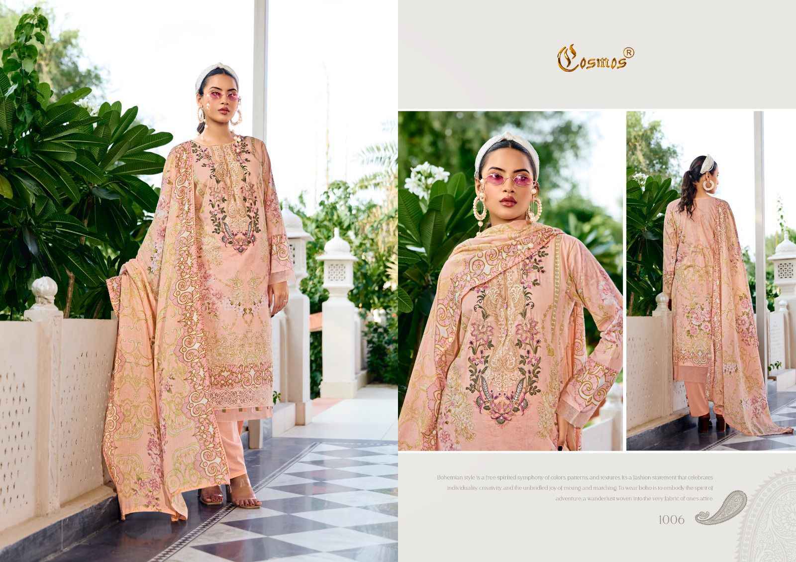 COSMOS FASHION JAZMIN LAWN VOL-1 LAWN COTTON SUITS WHOLESALE ( 6 PCS CATALOGUE )