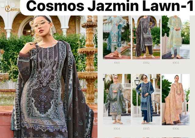 COSMOS FASHION JAZMIN LAWN VOL-1 LAWN COTTON SUITS WHOLESALE ( 6 PCS CATALOGUE )