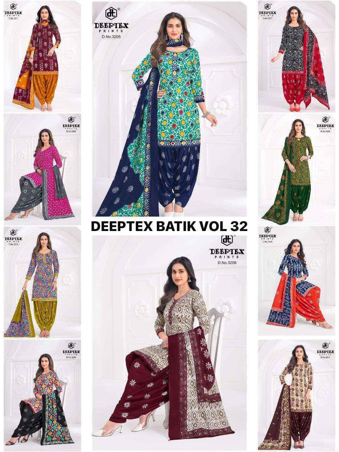 Deeptex Prints Batik Plus Vol 32 Cotton Dress Material Wholesale Price ( 10 pcs Catalogue )