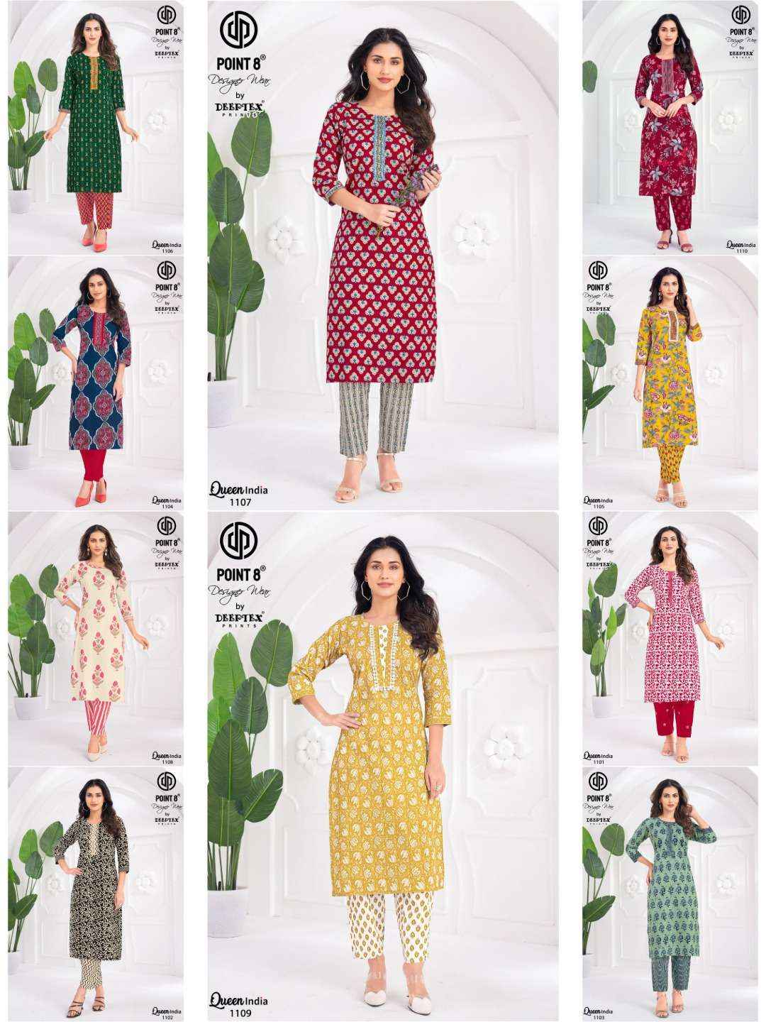 Deeptex Queen India Vol 11 Pure Cotton Kurti Bottom Pair Wholesale Rate ( 10 Pcs Catalog )