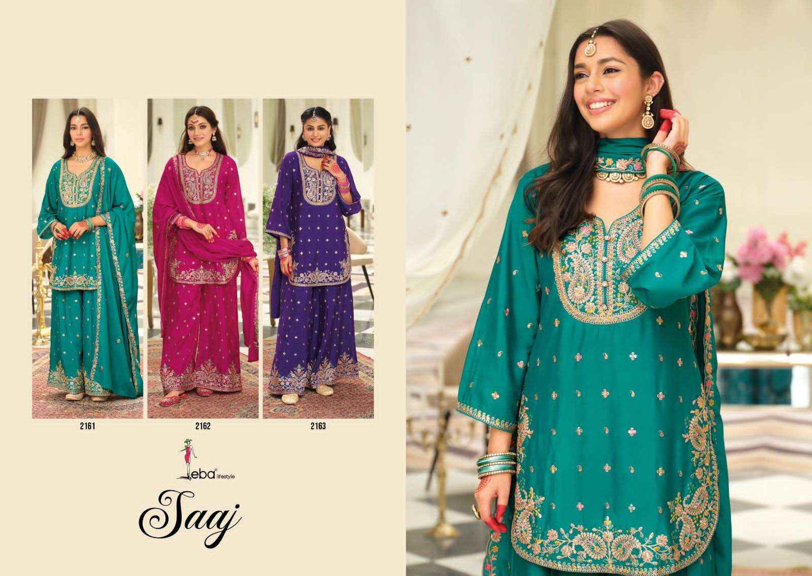 Eba Lifestyle Saaj Partywear Style Palazzo Dress Latest Collection ( 3 Pcs Catalog )