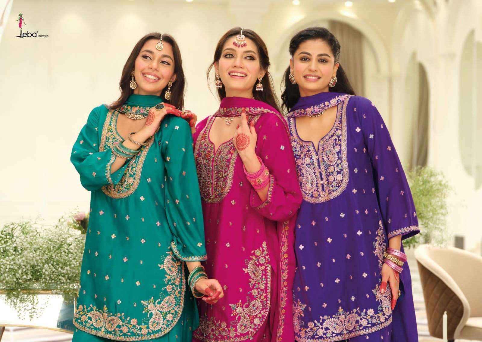 Eba Lifestyle Saaj Partywear Style Palazzo Dress Latest Collection ( 3 Pcs Catalog )