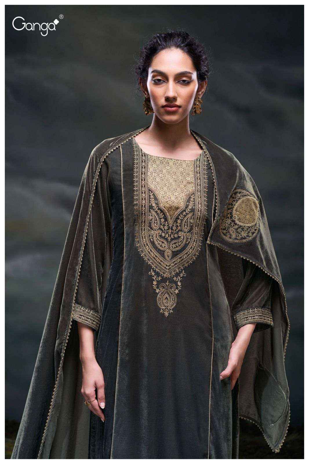 Ganga Fashion Kveta 3067 Premium Designs Velvet Suit Wholesale Rate ( 3 Pcs Catalog )