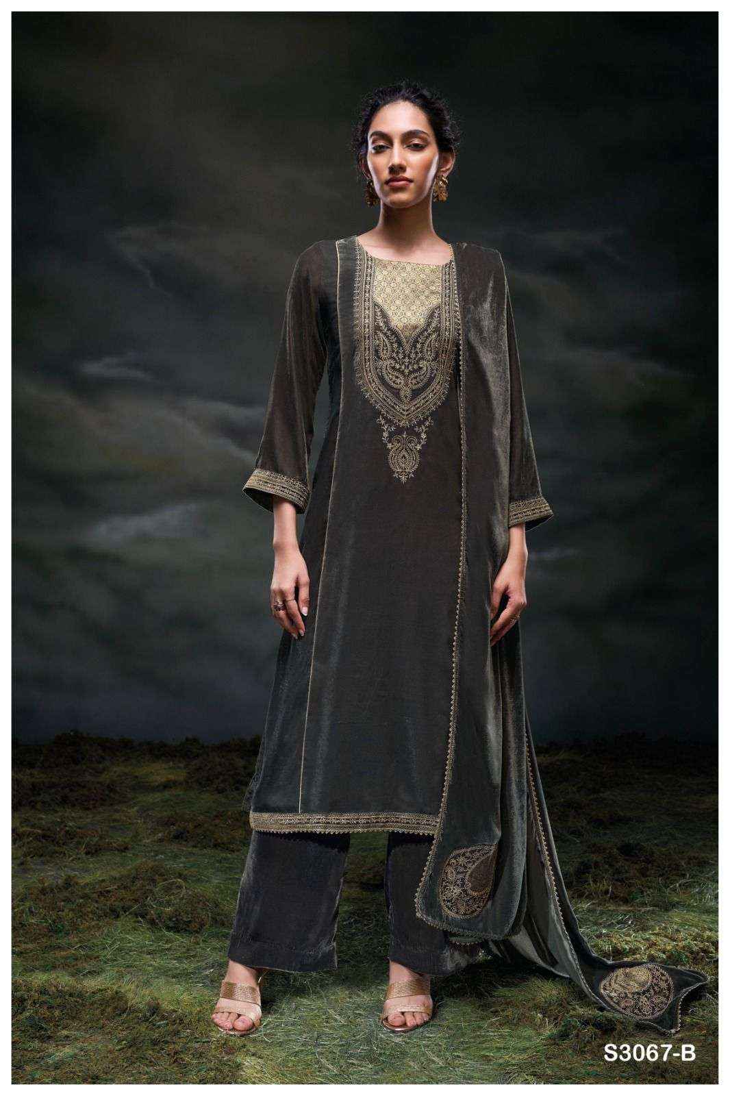 Ganga Fashion Kveta 3067 Premium Designs Velvet Suit Wholesale Rate ( 3 Pcs Catalog )