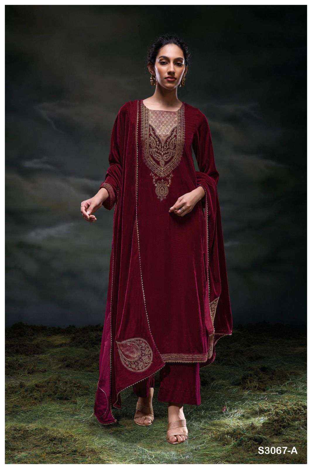 Ganga Fashion Kveta 3067 Premium Designs Velvet Suit Wholesale Rate ( 3 Pcs Catalog )