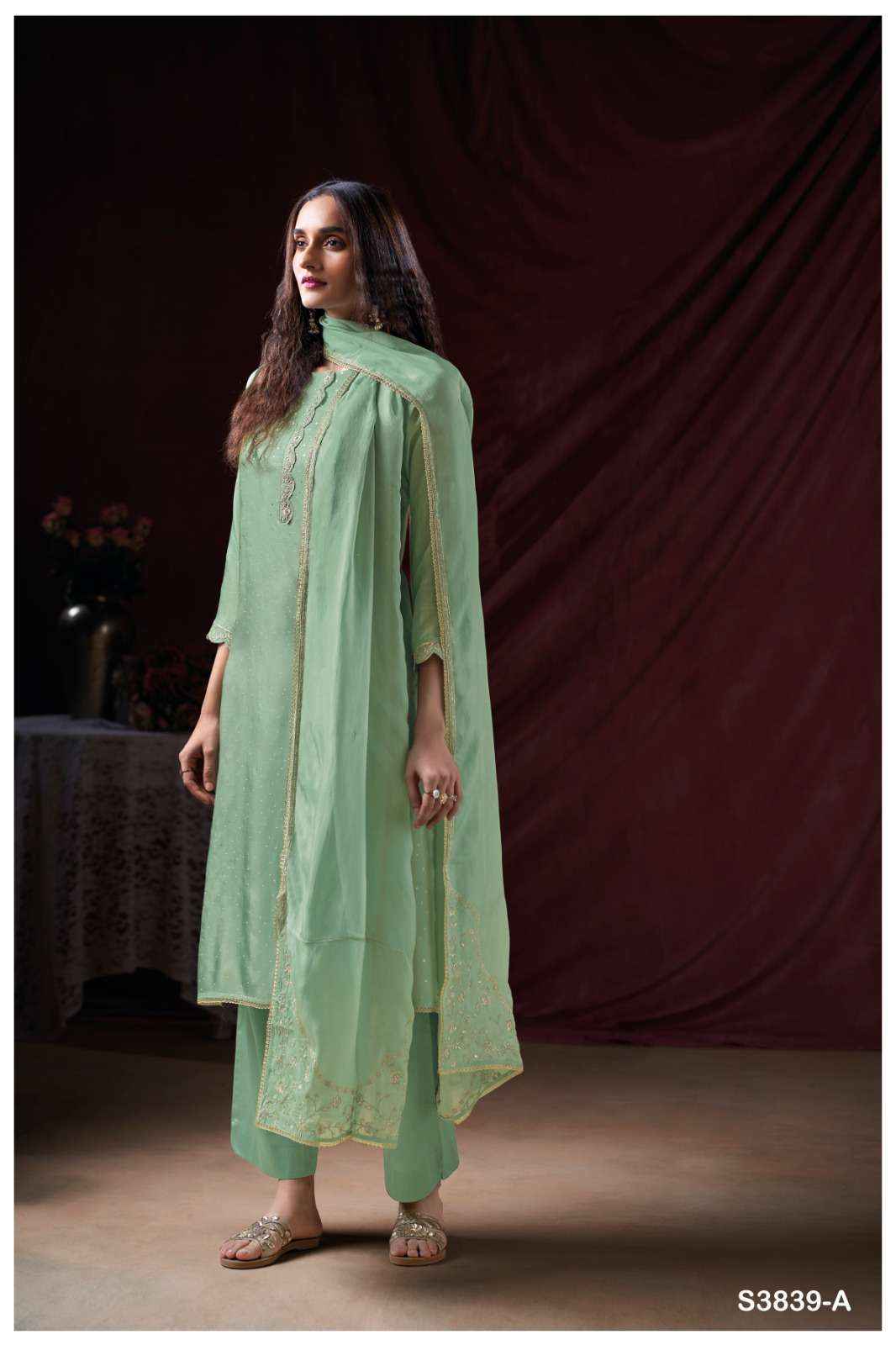 Ganga Fashion Maysha 3839 Pure Bemberg Silk Latest Suit Catalog Wholesale