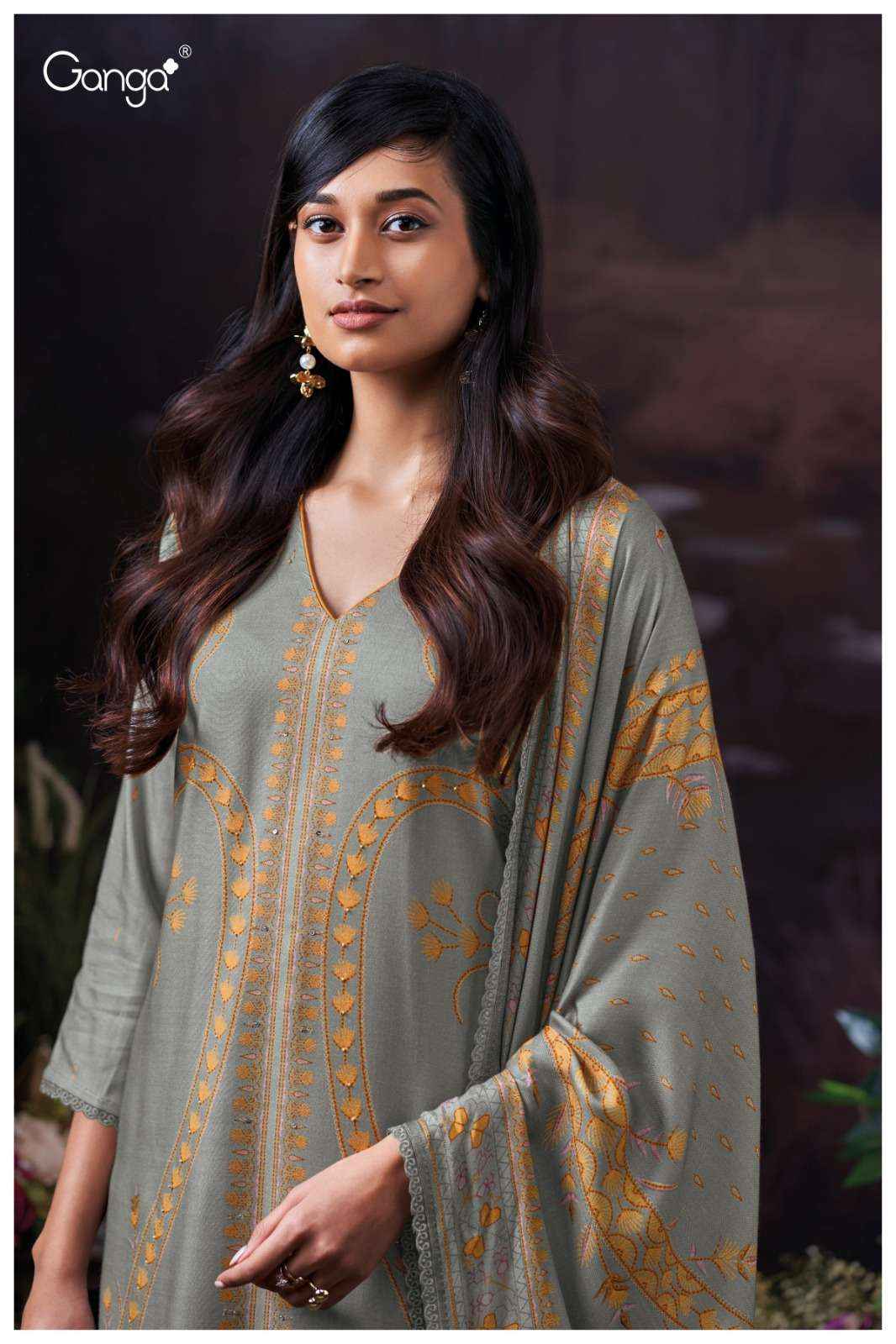 Ganga Fashion Rimsha 3848 Pure Wool Pashmina Suit Winter Collection Wholesale Price ( 4 Pcs Catalog )