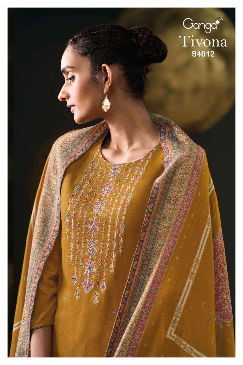 Ganga Fashion Tivona 4012 Pure Pashmina Suit Winter Wear Salwar Kameez Wholesale Rate ( 1 Pcs Catalog )