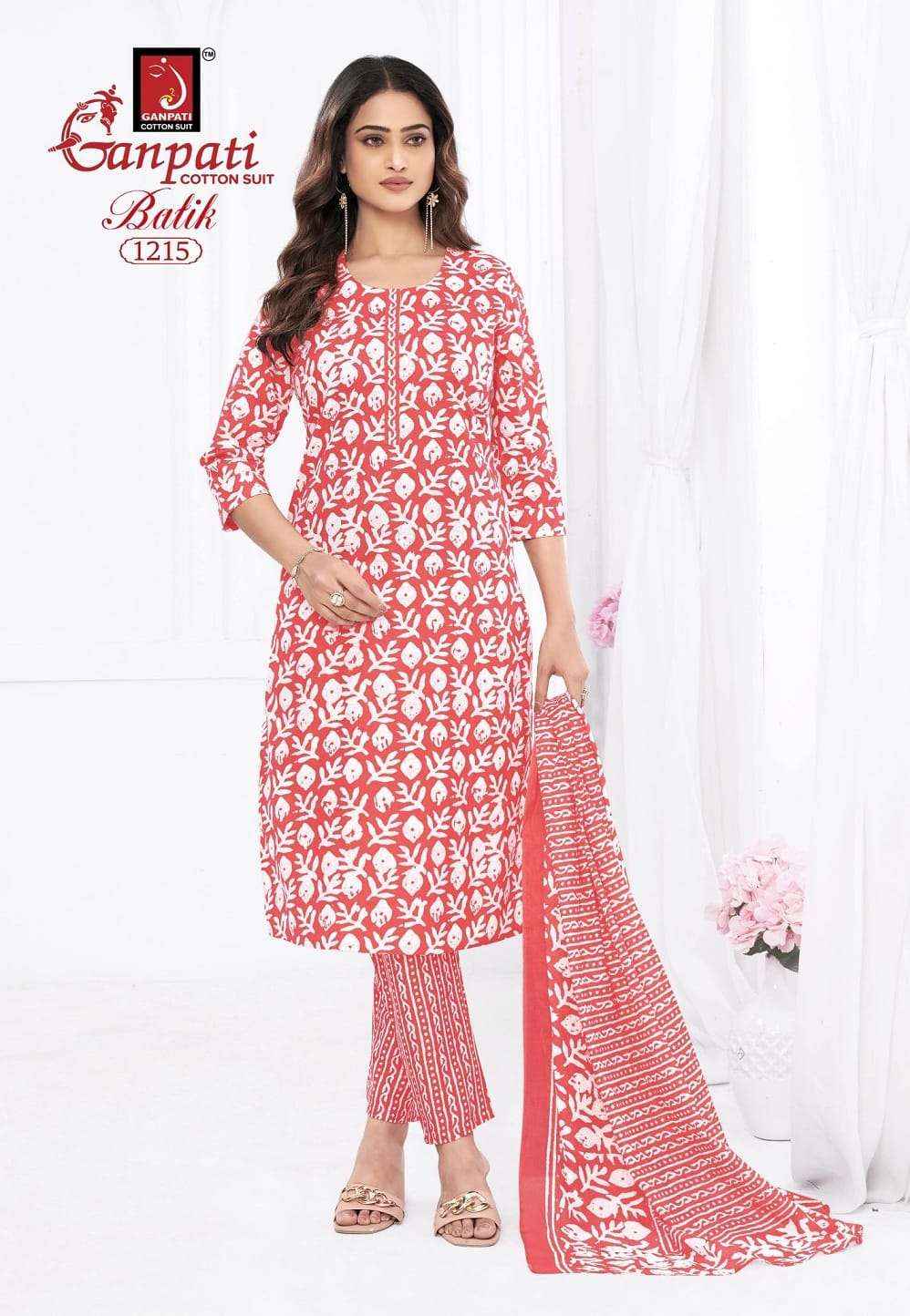 Ganpati Batik Vol 12 Pure Cotton Readymade Salwar Suits Wholesale Price ( 15 Pcs Catalogue )