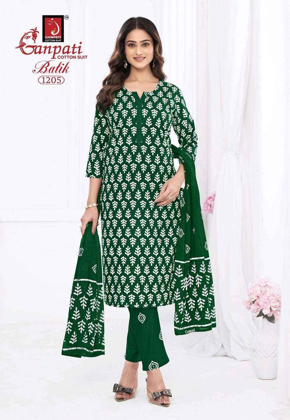 Ganpati Batik Vol 12 Pure Cotton Readymade Salwar Suits Wholesale Price ( 15 Pcs Catalogue )