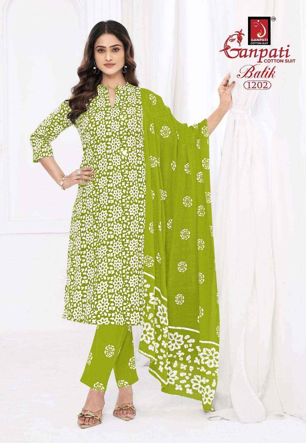 Ganpati Batik Vol 12 Pure Cotton Readymade Salwar Suits Wholesale Price ( 15 Pcs Catalogue )