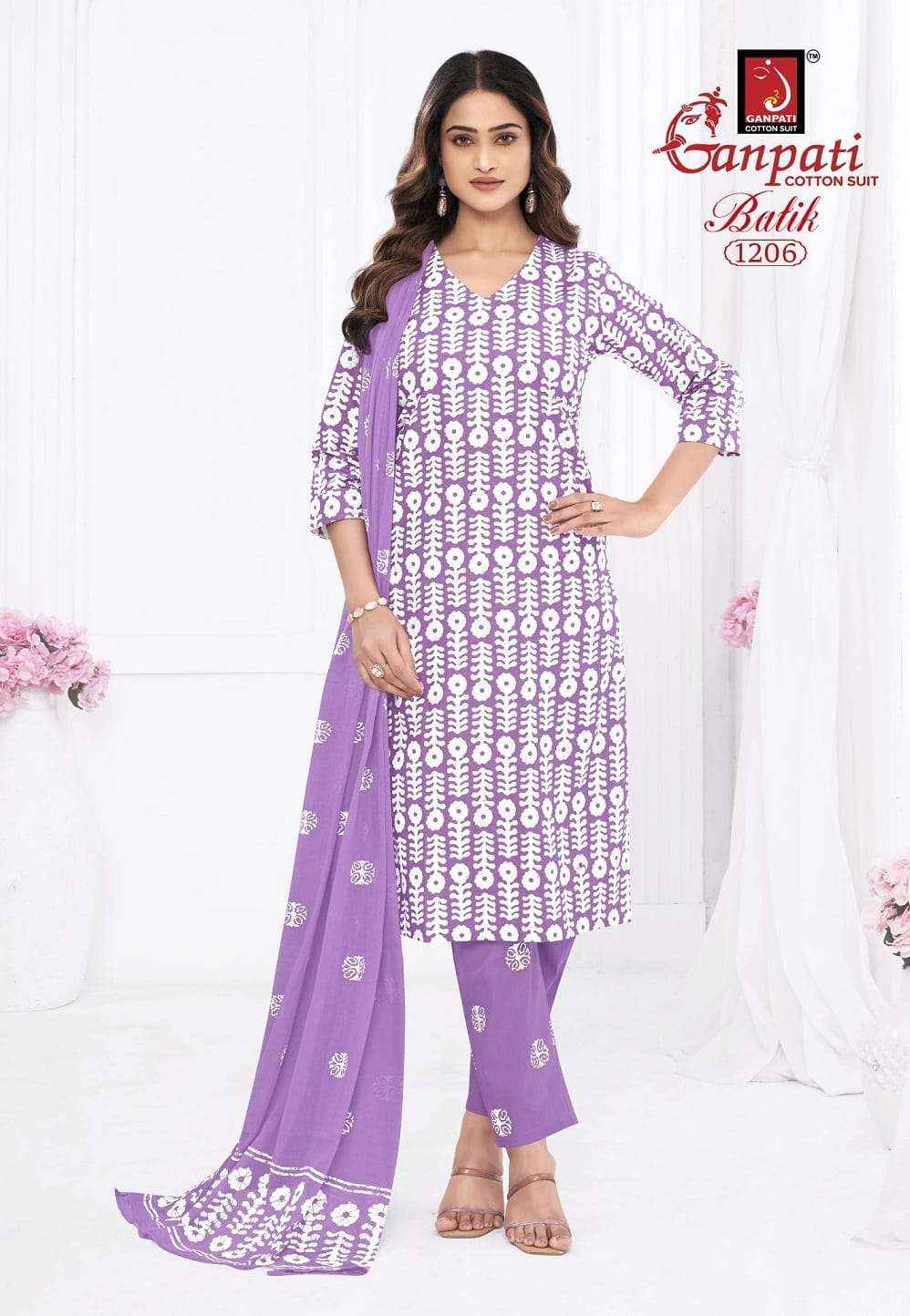 Ganpati Batik Vol 12 Pure Cotton Readymade Salwar Suits Wholesale Price ( 15 Pcs Catalogue )