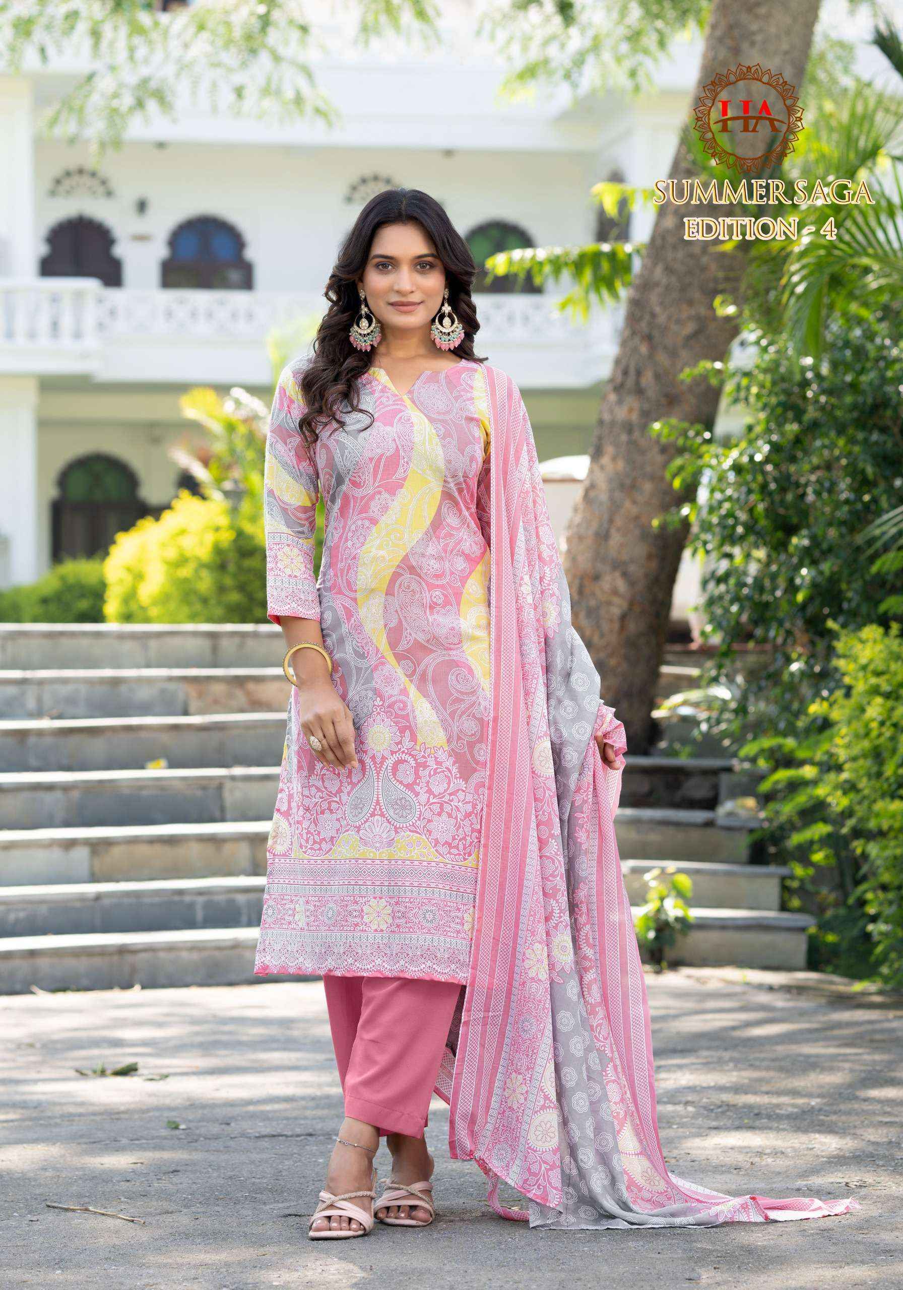 Harshit Fashion Summer Saga Edition 4 Cotton Salwar Kameez Wholesale Rate ( 8 Pcs Catalog )