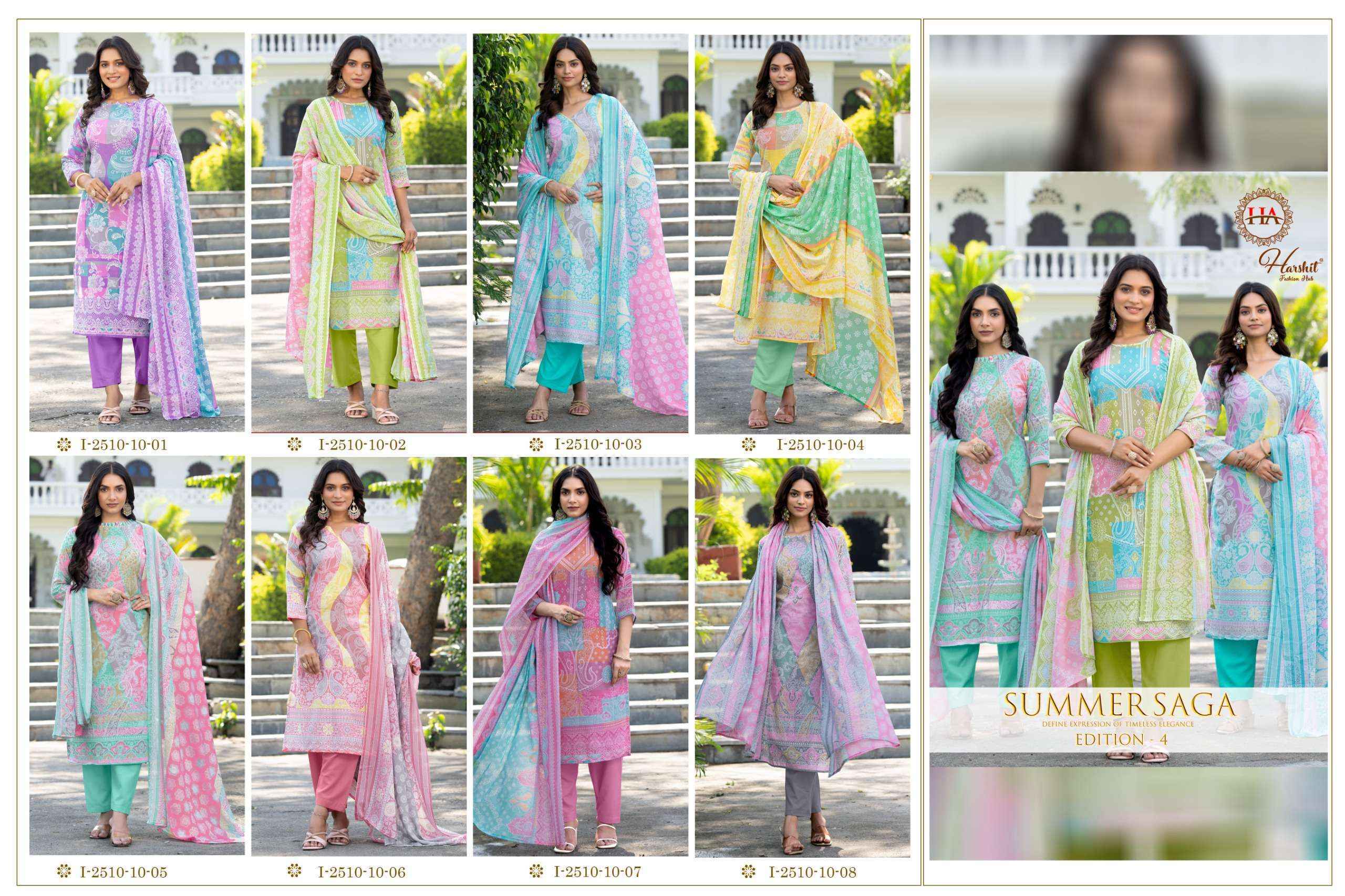 Harshit Fashion Summer Saga Edition 4 Cotton Salwar Kameez Wholesale Rate ( 8 Pcs Catalog )