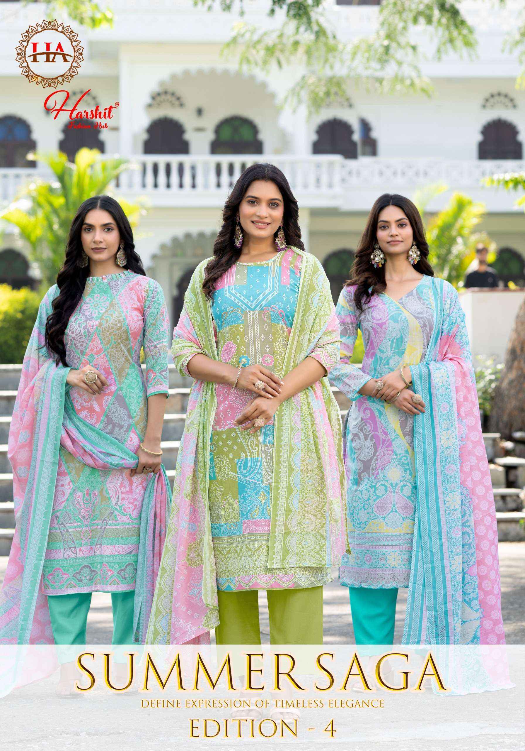 Harshit Fashion Summer Saga Edition 4 Cotton Salwar Kameez Wholesale Rate ( 8 Pcs Catalog )