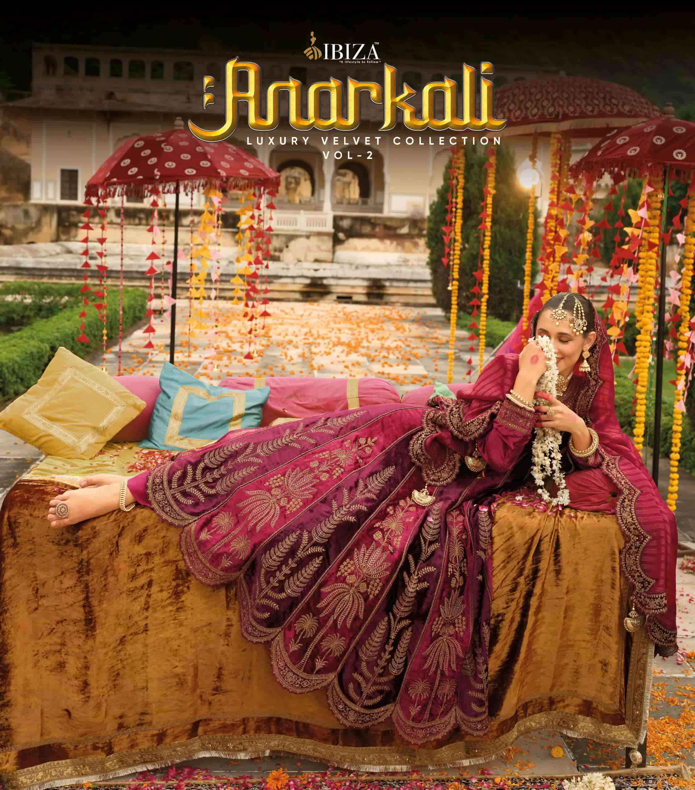 Ibiza Anarkali Vol 2 Designer Work Velvet Wedding Suit Wholesale Rate ( 6 Pcs Catalog )