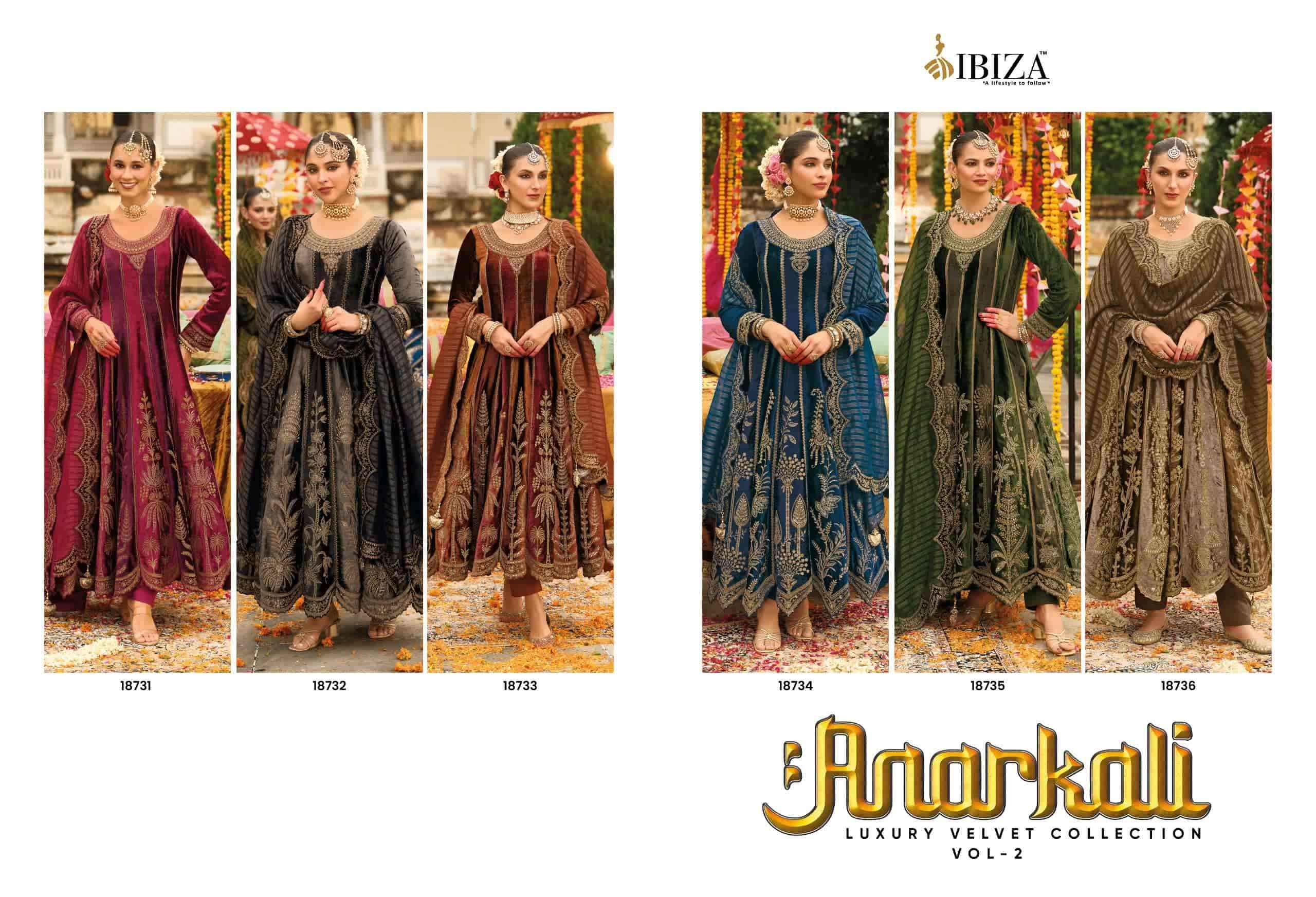 Ibiza Anarkali Vol 2 Designer Work Velvet Wedding Suit Wholesale Rate ( 6 Pcs Catalog )