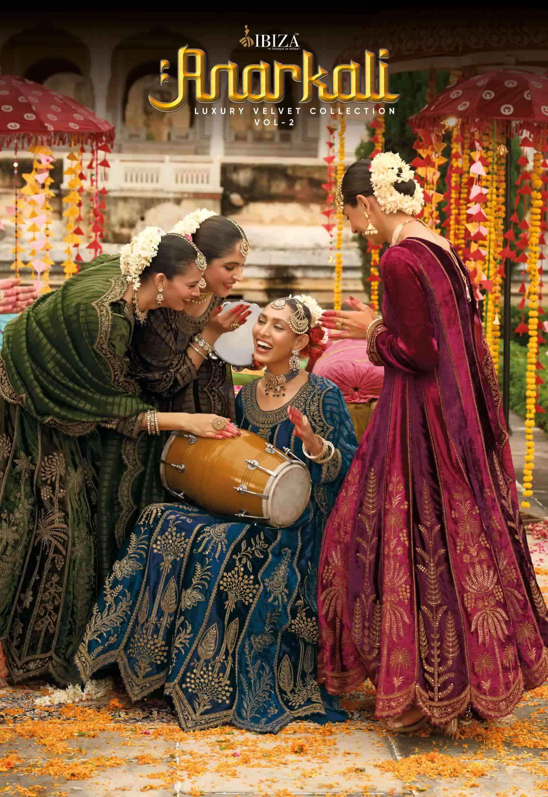 Ibiza Anarkali Vol 2 Designer Work Velvet Wedding Suit Wholesale Rate ( 6 Pcs Catalog )