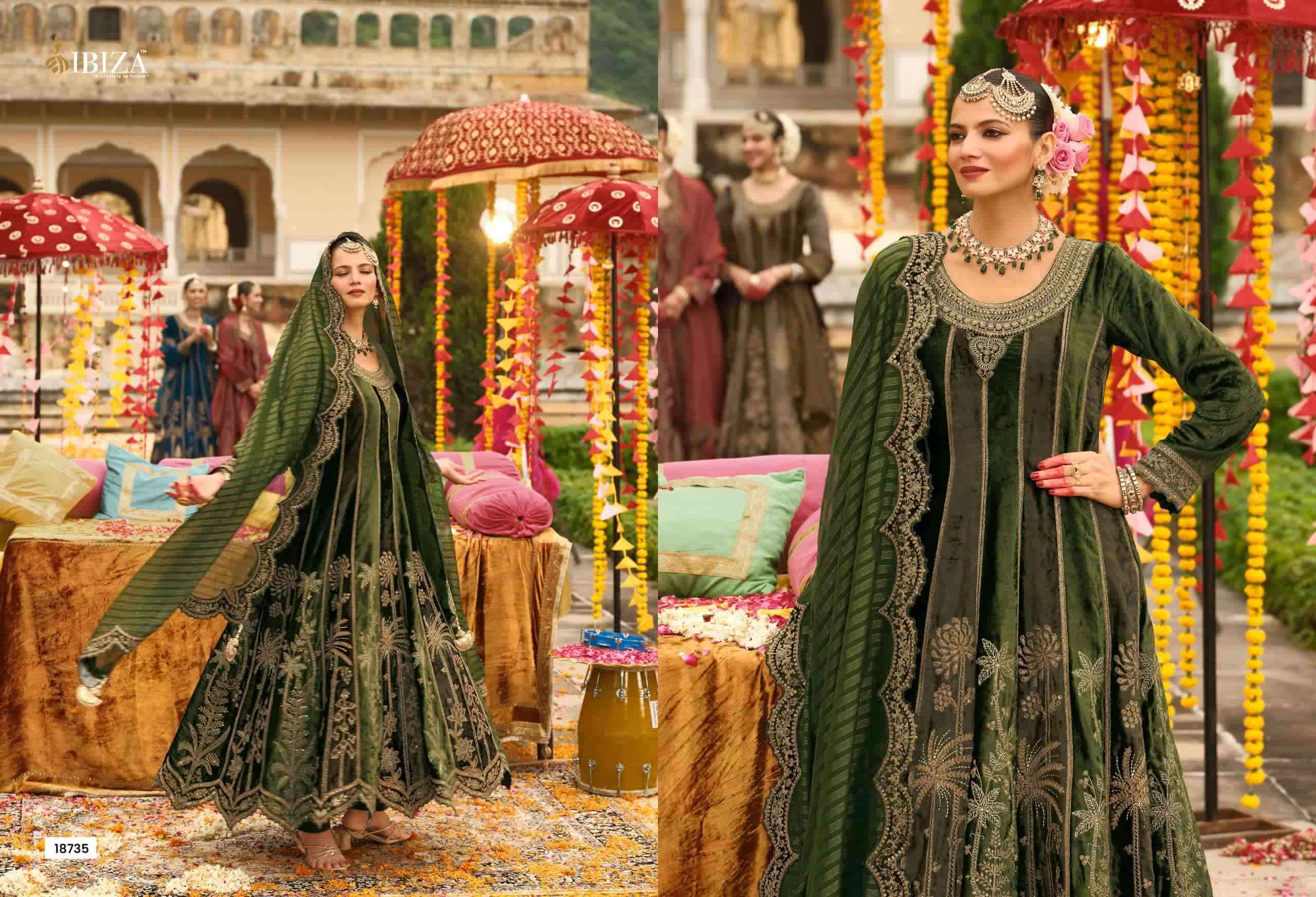 Ibiza Anarkali Vol 2 Designer Work Velvet Wedding Suit Wholesale Rate ( 6 Pcs Catalog )