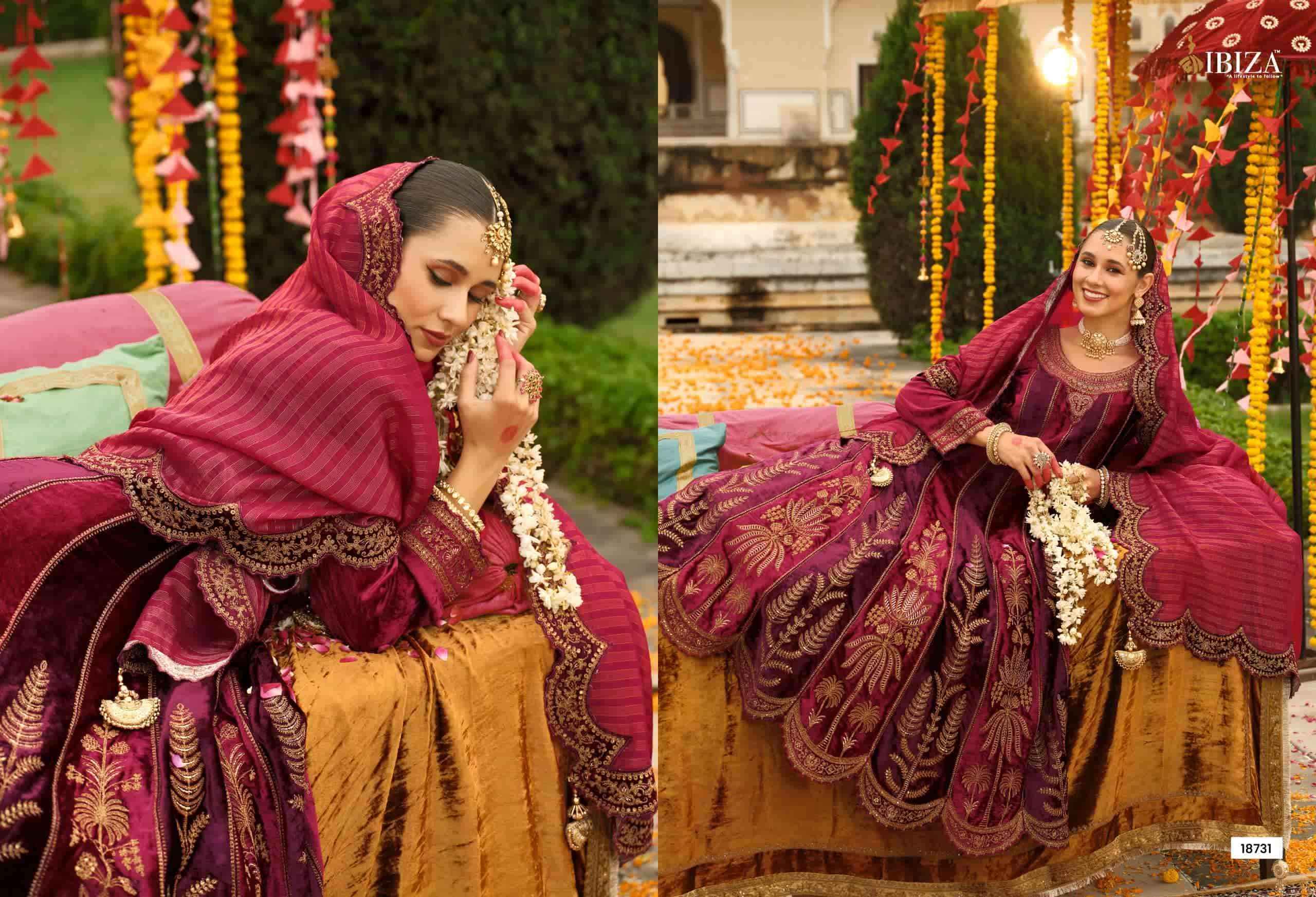 Ibiza Anarkali Vol 2 Designer Work Velvet Wedding Suit Wholesale Rate ( 6 Pcs Catalog )