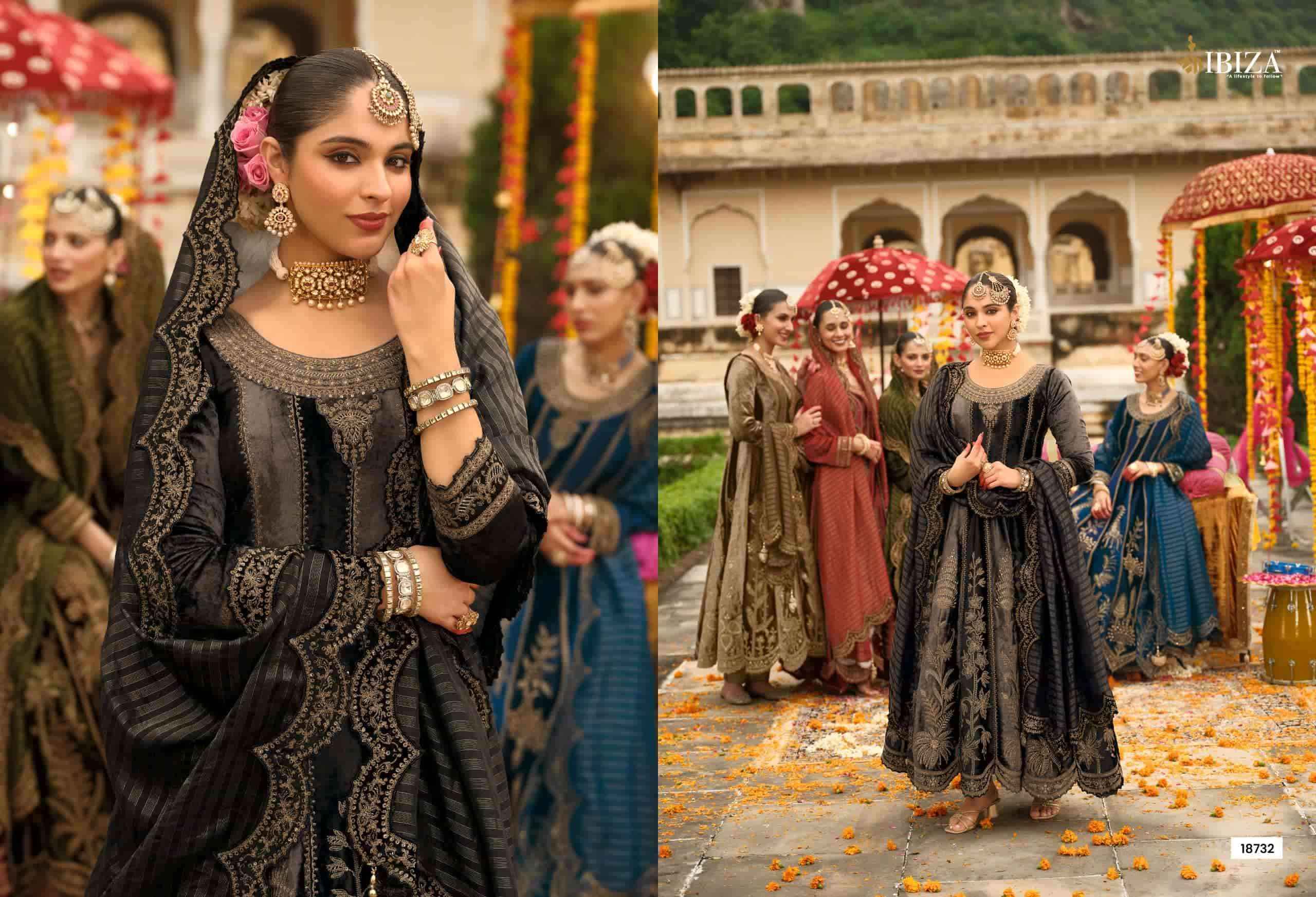 Ibiza Anarkali Vol 2 Designer Work Velvet Wedding Suit Wholesale Rate ( 6 Pcs Catalog )