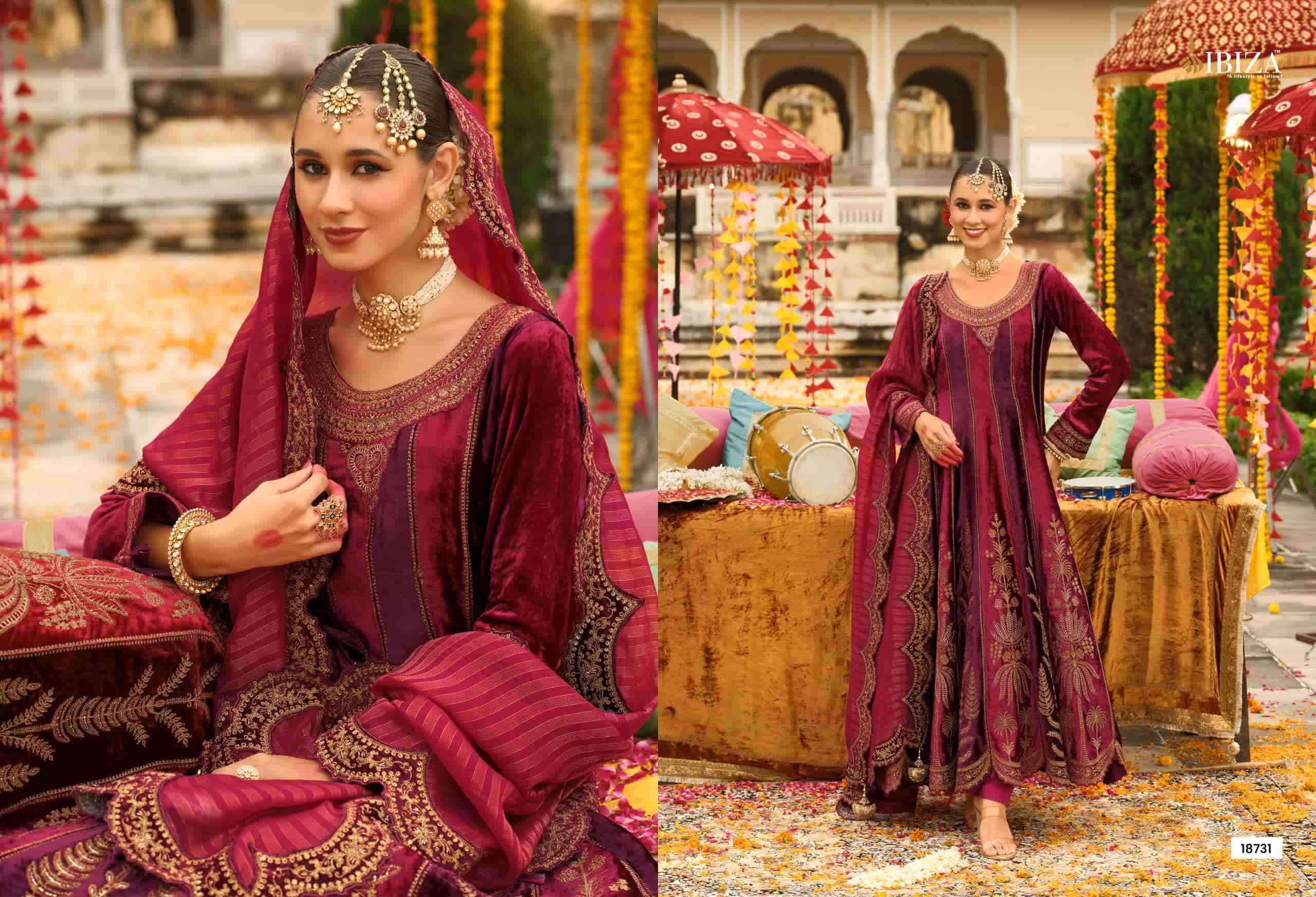Ibiza Anarkali Vol 2 Designer Work Velvet Wedding Suit Wholesale Rate ( 6 Pcs Catalog )