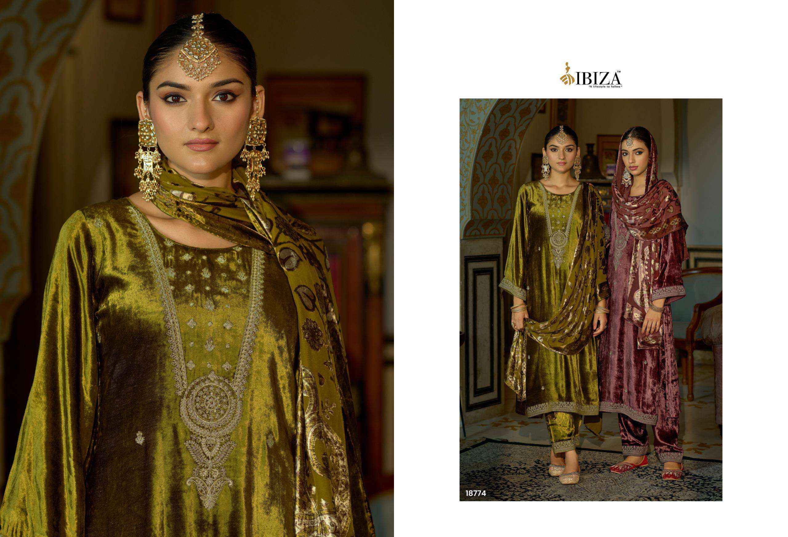 Ibiza Jonem Designer Work Velvet Wedding Wear Salwar Kameez Wholesale Rate ( 4 Pcs Catalog )