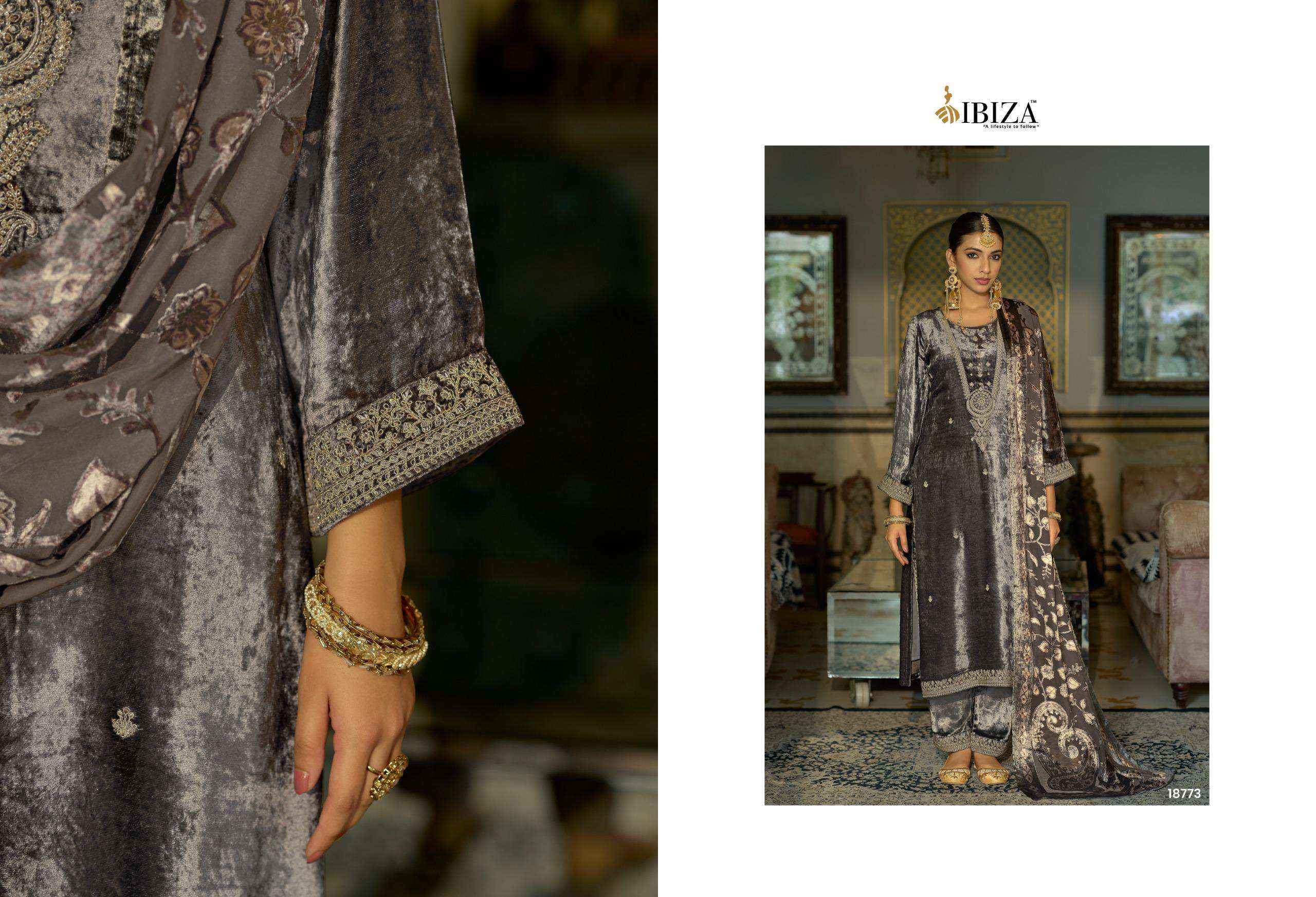 Ibiza Jonem Designer Work Velvet Wedding Wear Salwar Kameez Wholesale Rate ( 4 Pcs Catalog )