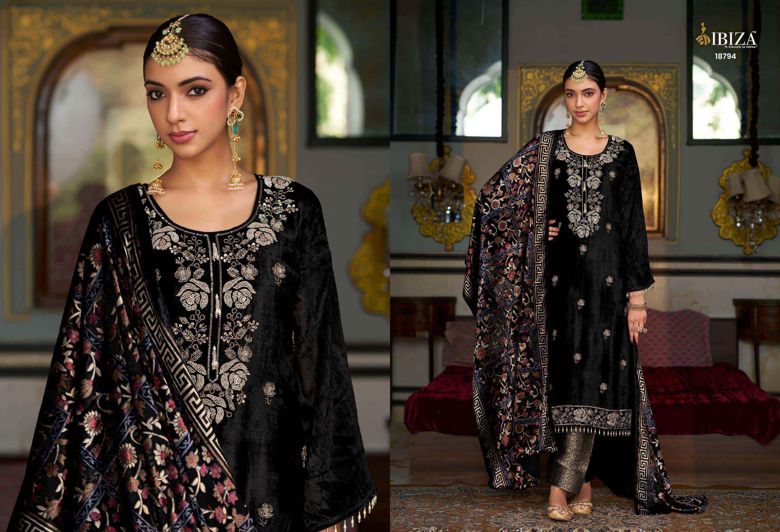 Ibiza Kalindi Premium Velvet Collection Partywear Collection Salwar Suit ( 4 Pcs Catalog )