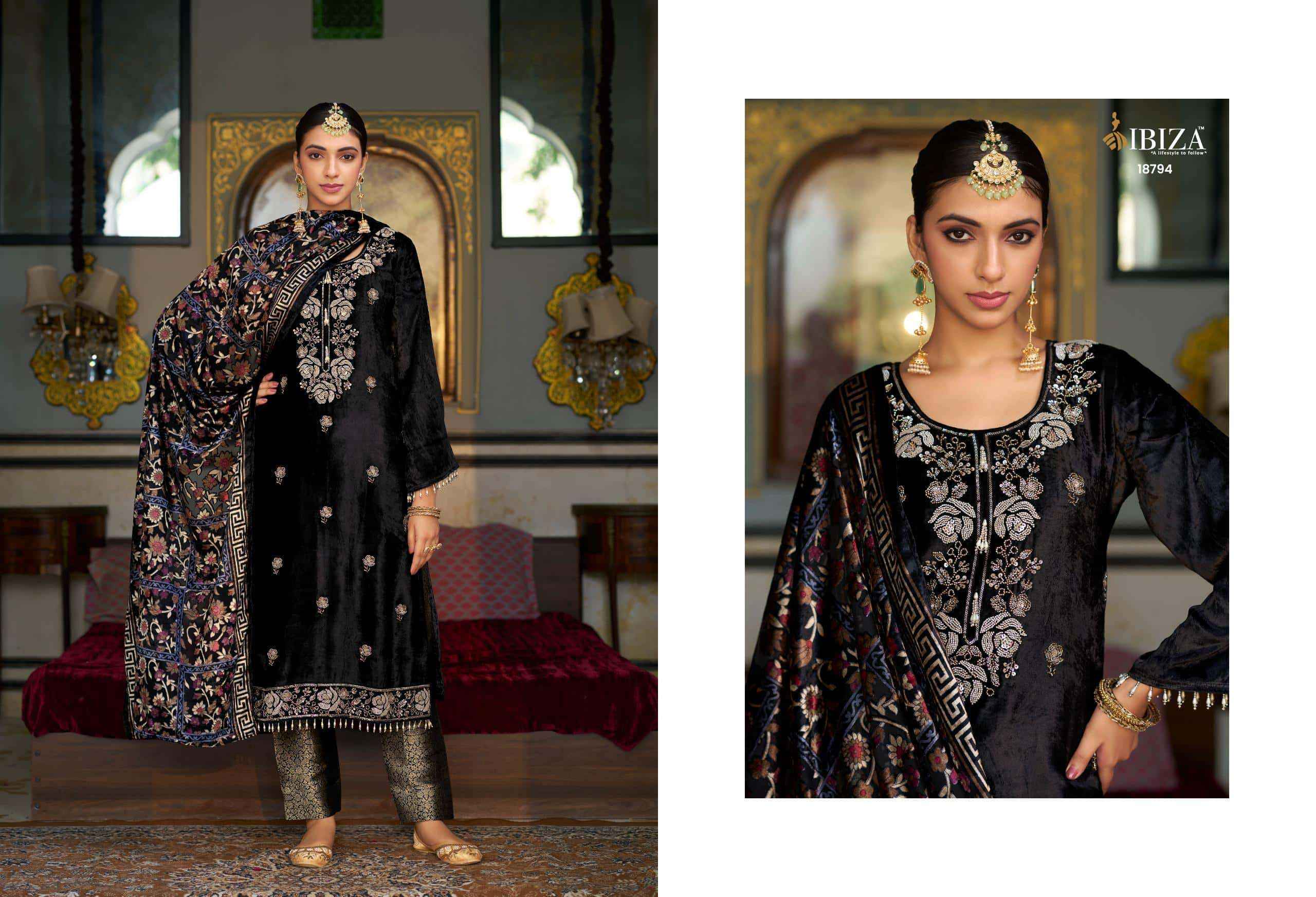 Ibiza Kalindi Premium Velvet Collection Partywear Collection Salwar Suit ( 4 Pcs Catalog )