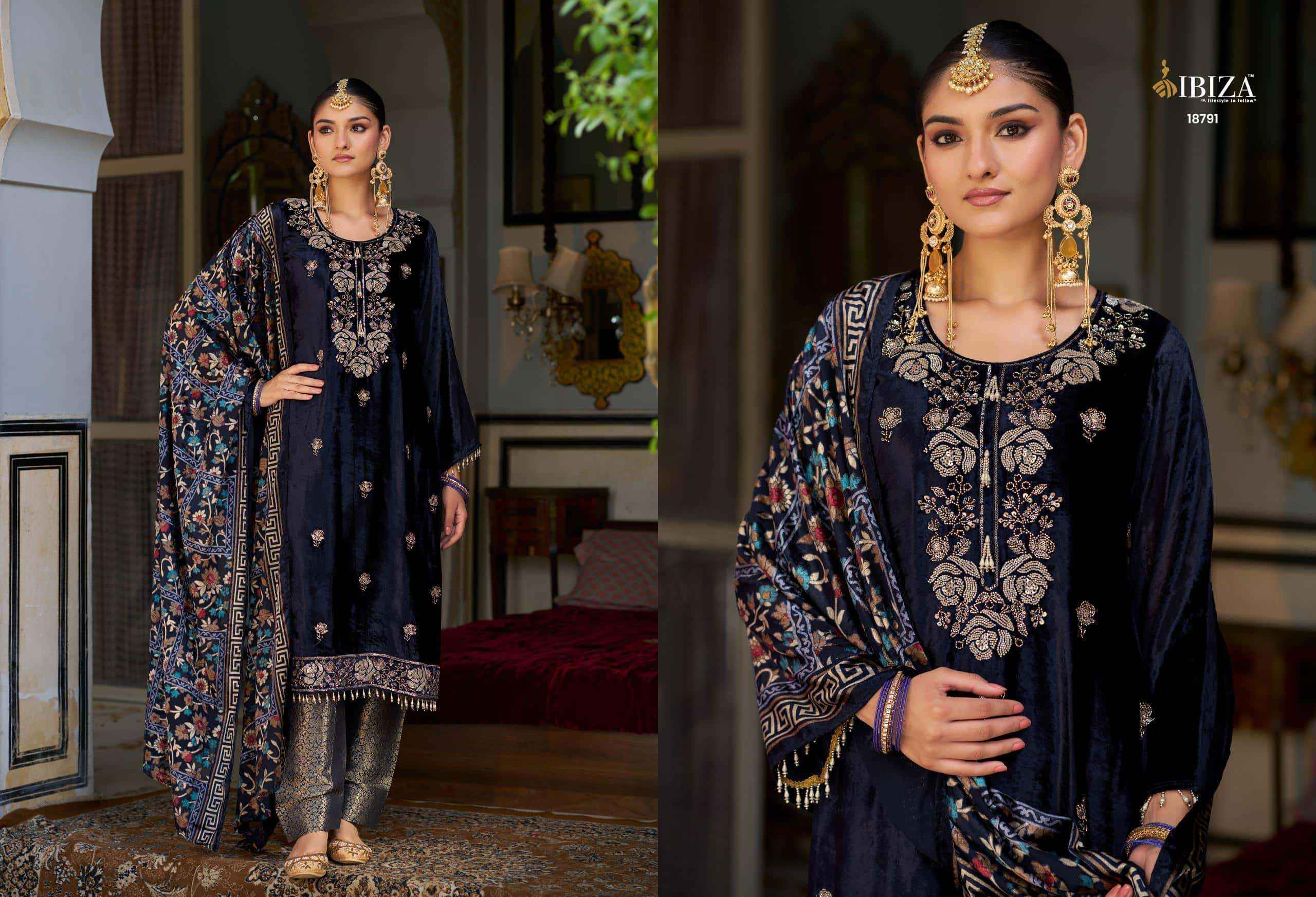 Ibiza Kalindi Premium Velvet Collection Partywear Collection Salwar Suit ( 4 Pcs Catalog )